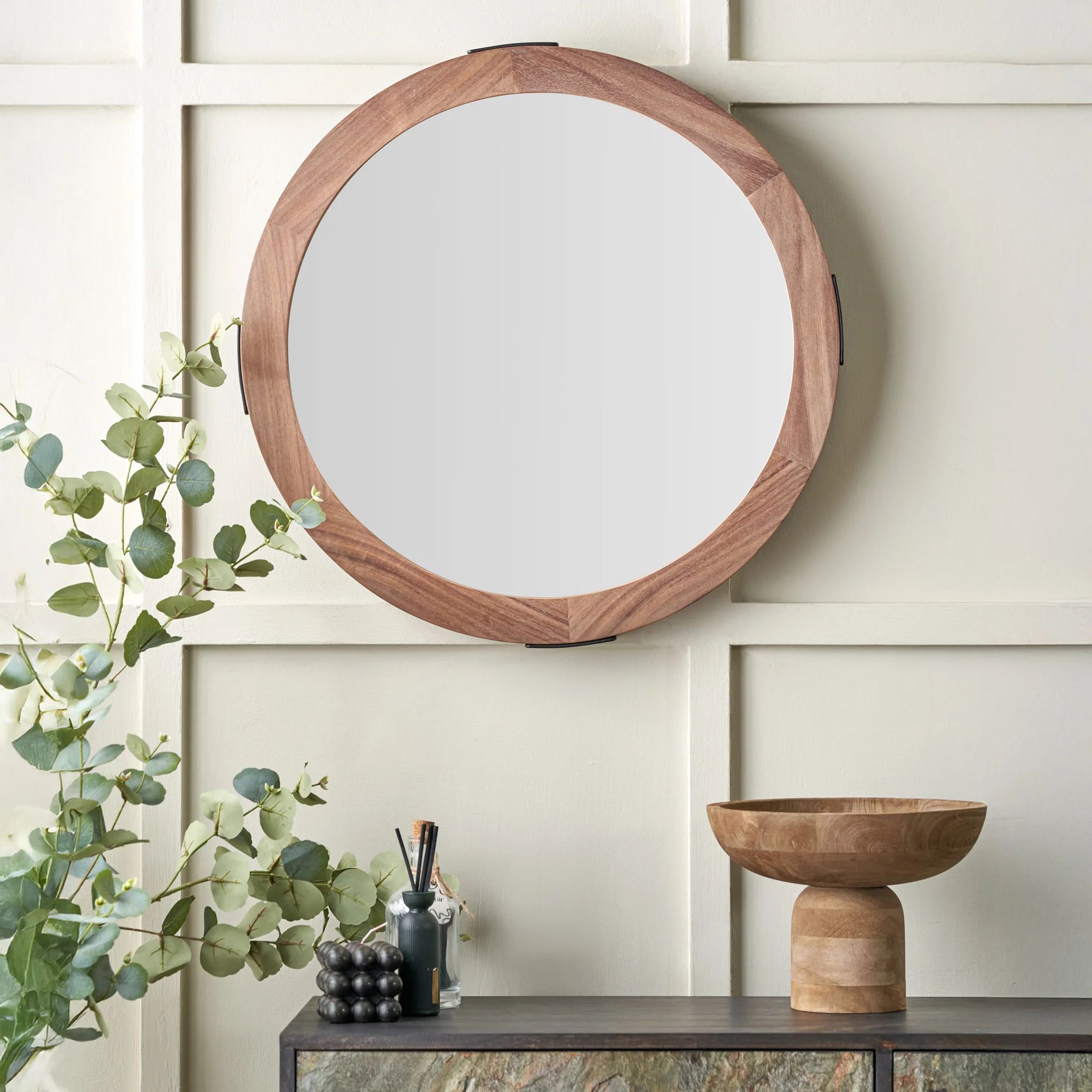 Elwood Walnut Wood Effect Wall Mirror - Image 2
