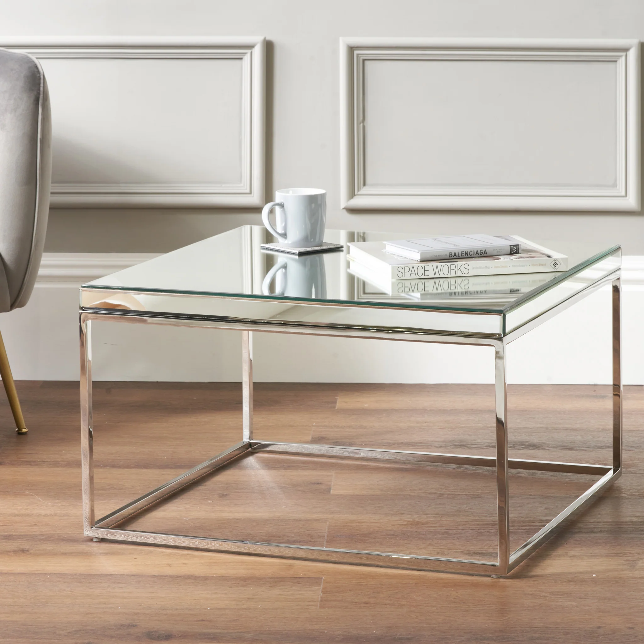 Elysee Mirrored Glass Square Coffee Table - Image 2