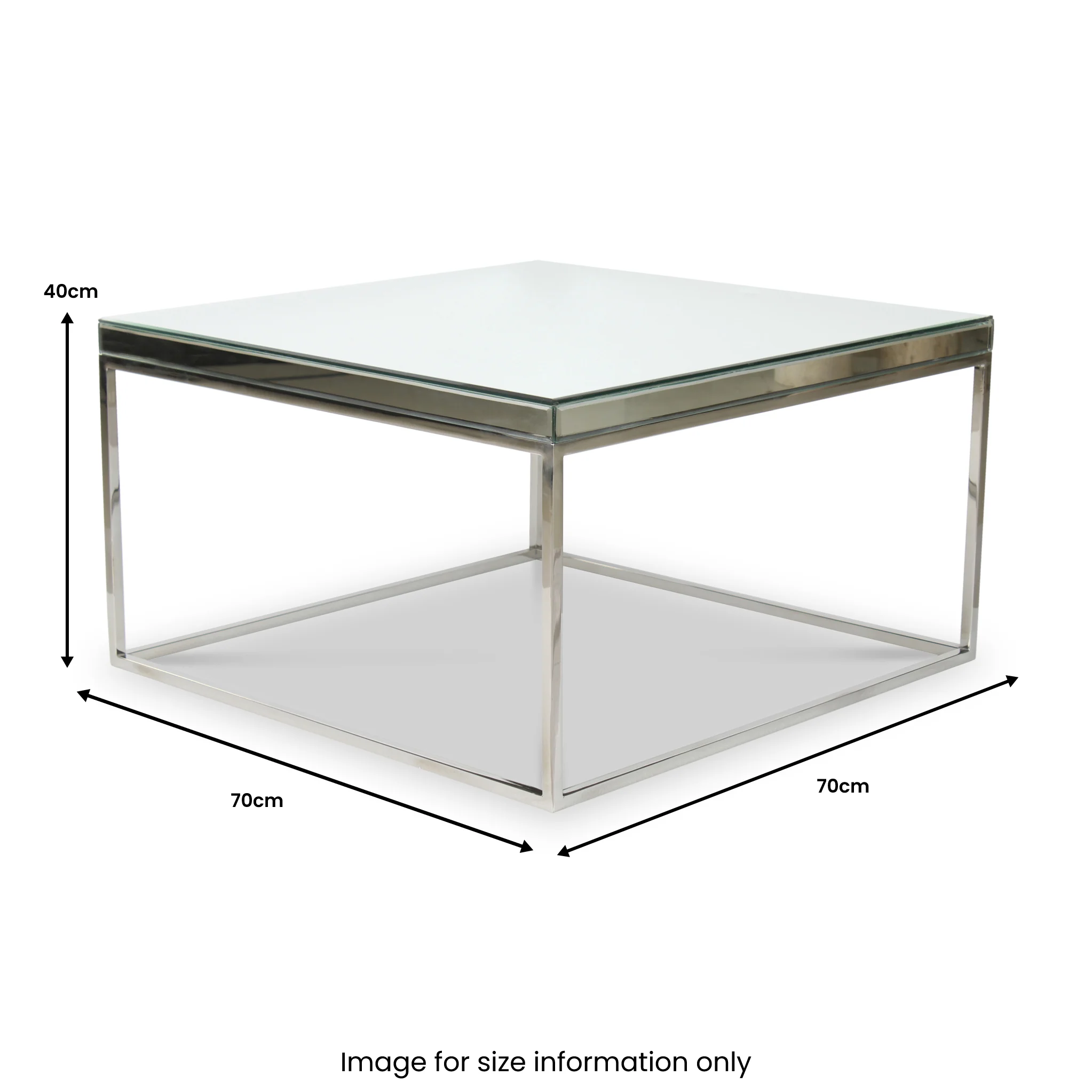 Elysee Mirrored Glass Square Coffee Table - Image 8