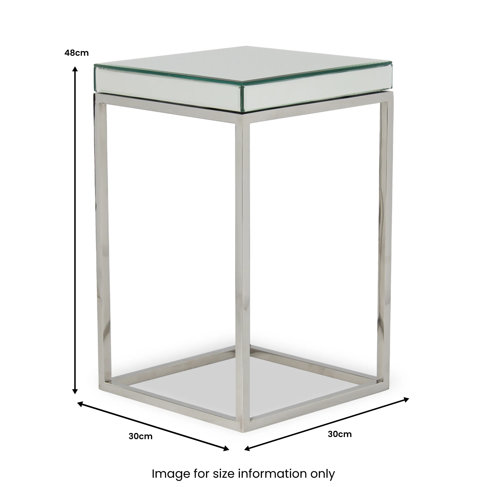 Elysee Mirrored Glass Square Side Table - Image 10