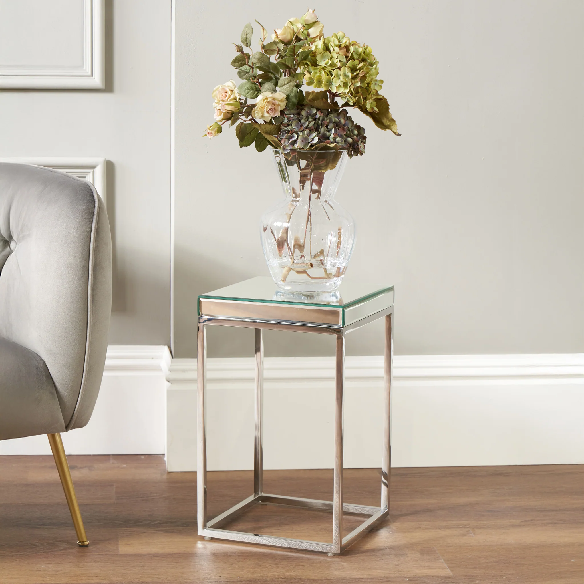 Elysee Mirrored Glass Square Side Table - Image 2