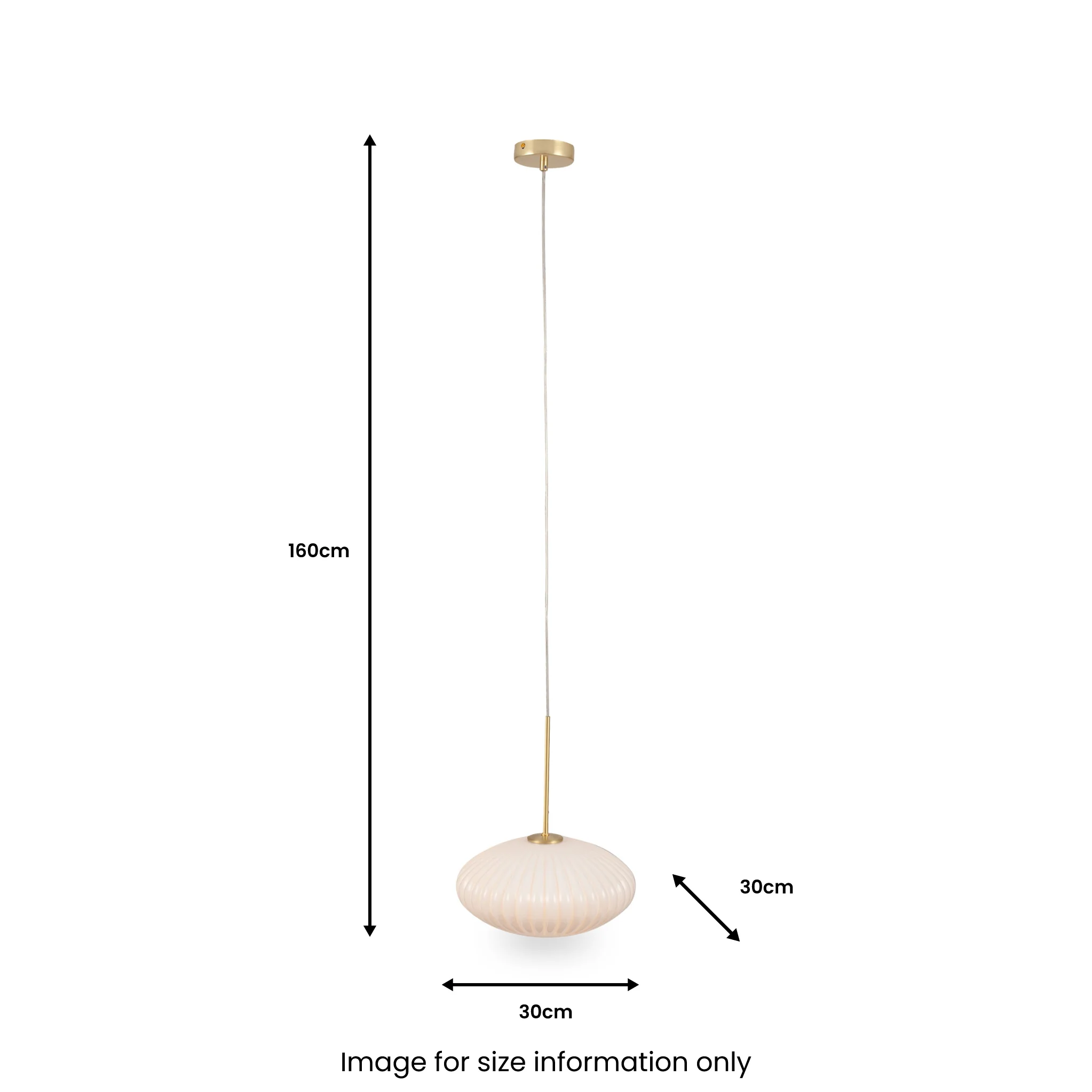 Emilia White Glass and Gold Metal Ribbed Oval Pendant - Image 5