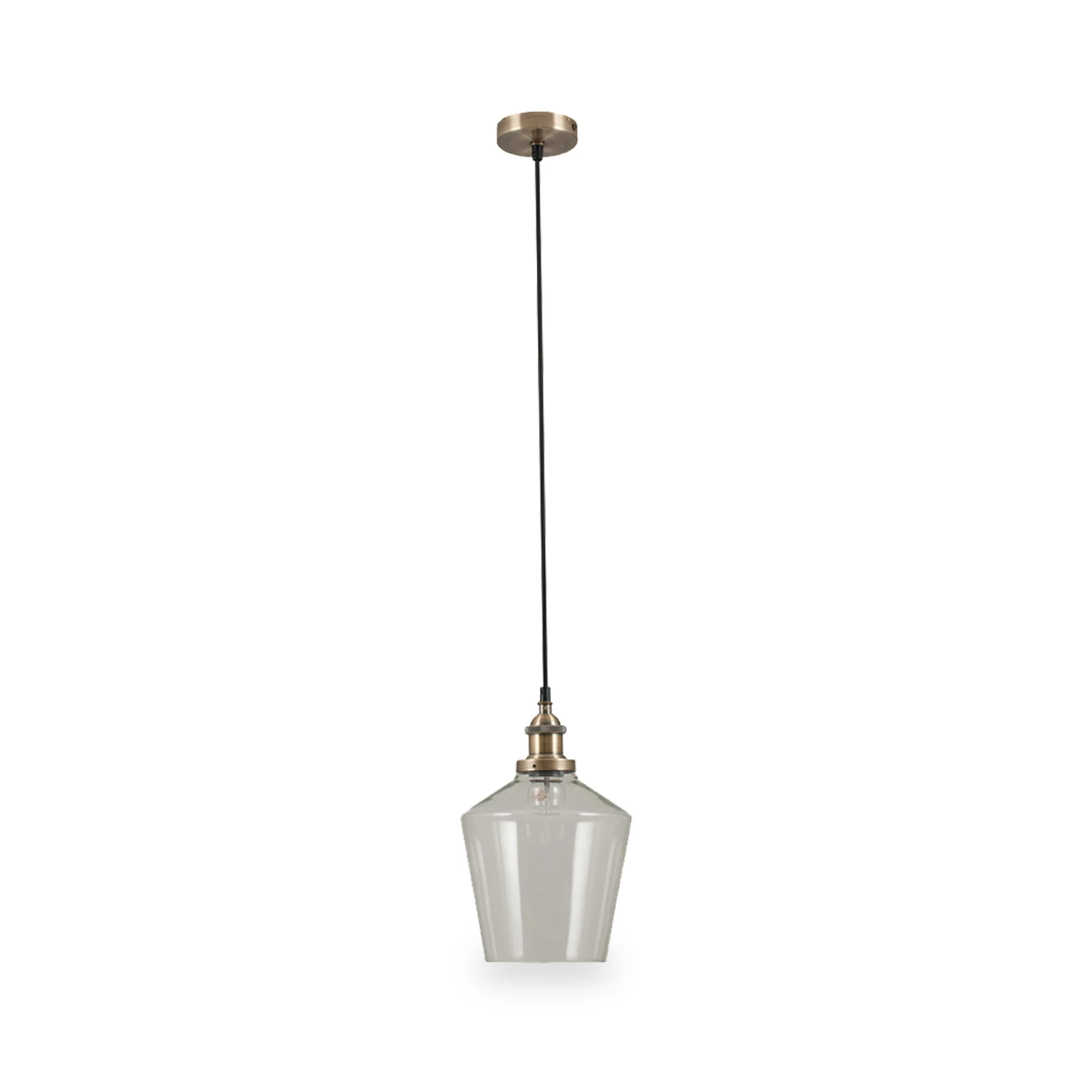 Emmanuelle Antique Brass Metal and Clear Glass Pendant