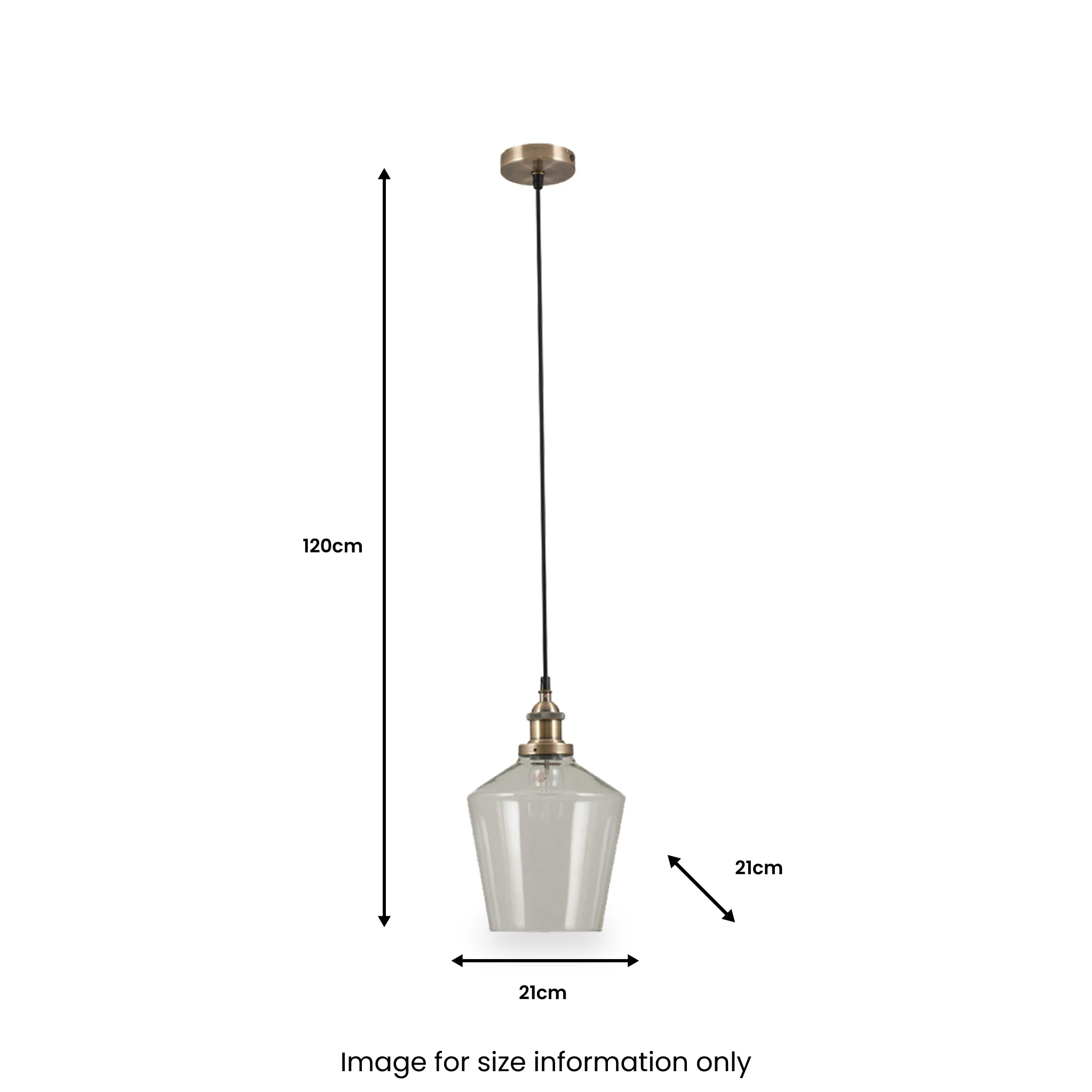 Emmanuelle Antique Brass Metal and Clear Glass Pendant - Image 3