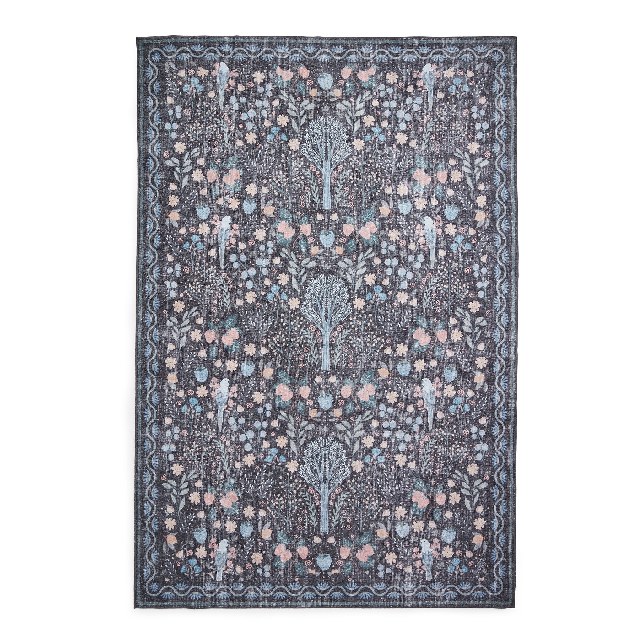 Emmie Washable Classic Floral Print Rug - Image 10