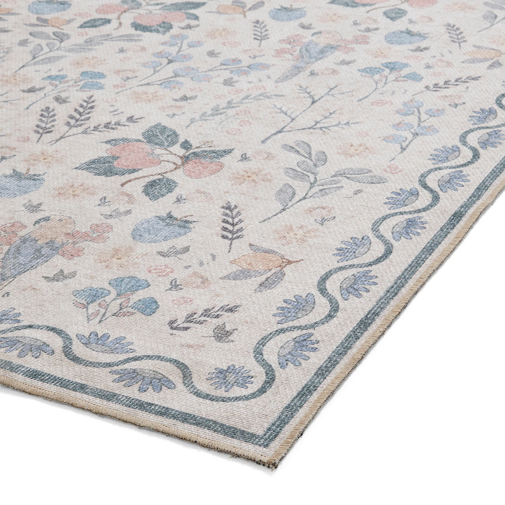 Emmie Washable Classic Floral Print Rug - Image 7