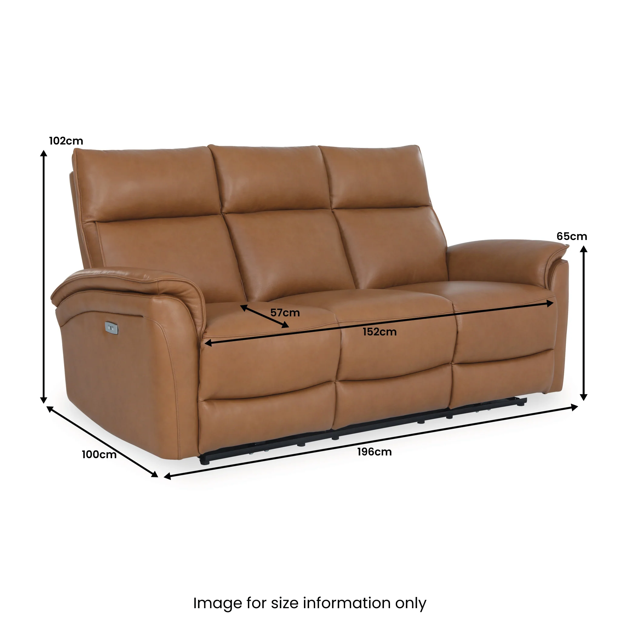 Enys Power Leather Recliner 3 Seater Sofa - Image 4
