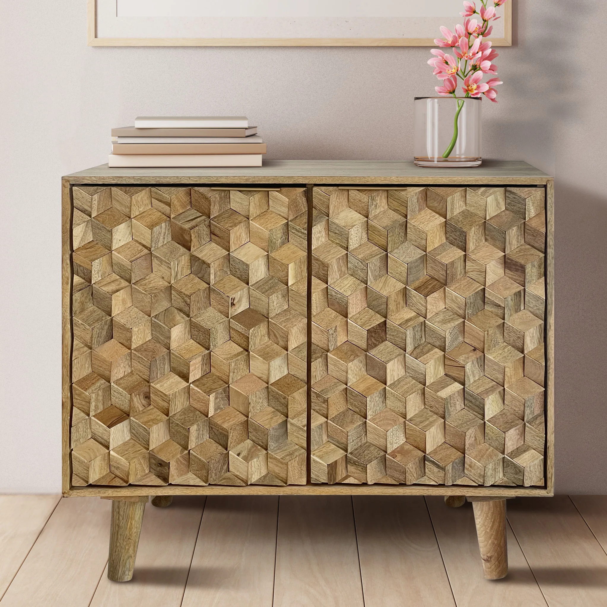 Enzo Geometric Mango Wood 2 Door Sideboard - Image 2