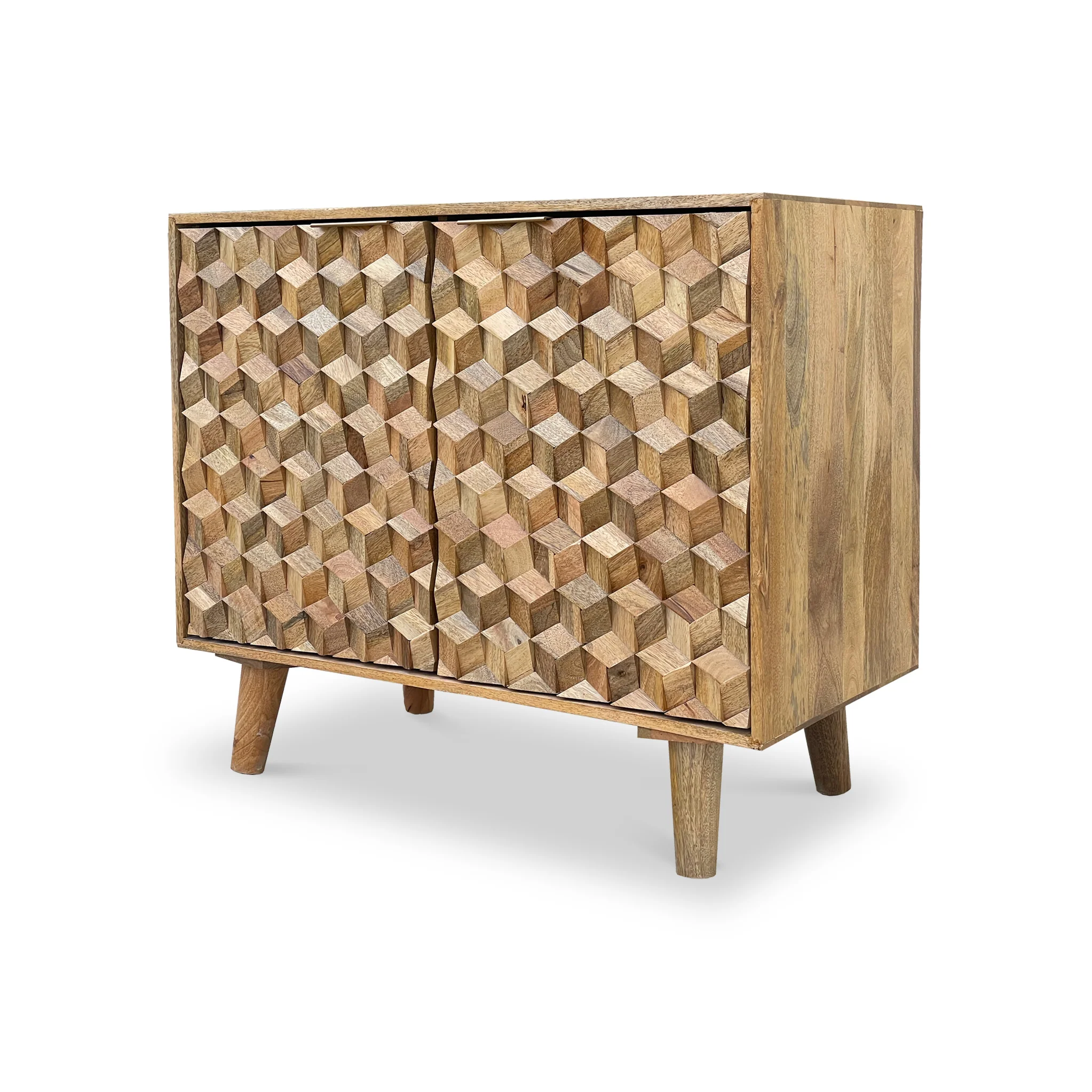 Enzo Geometric Mango Wood 2 Door Sideboard - Image 3