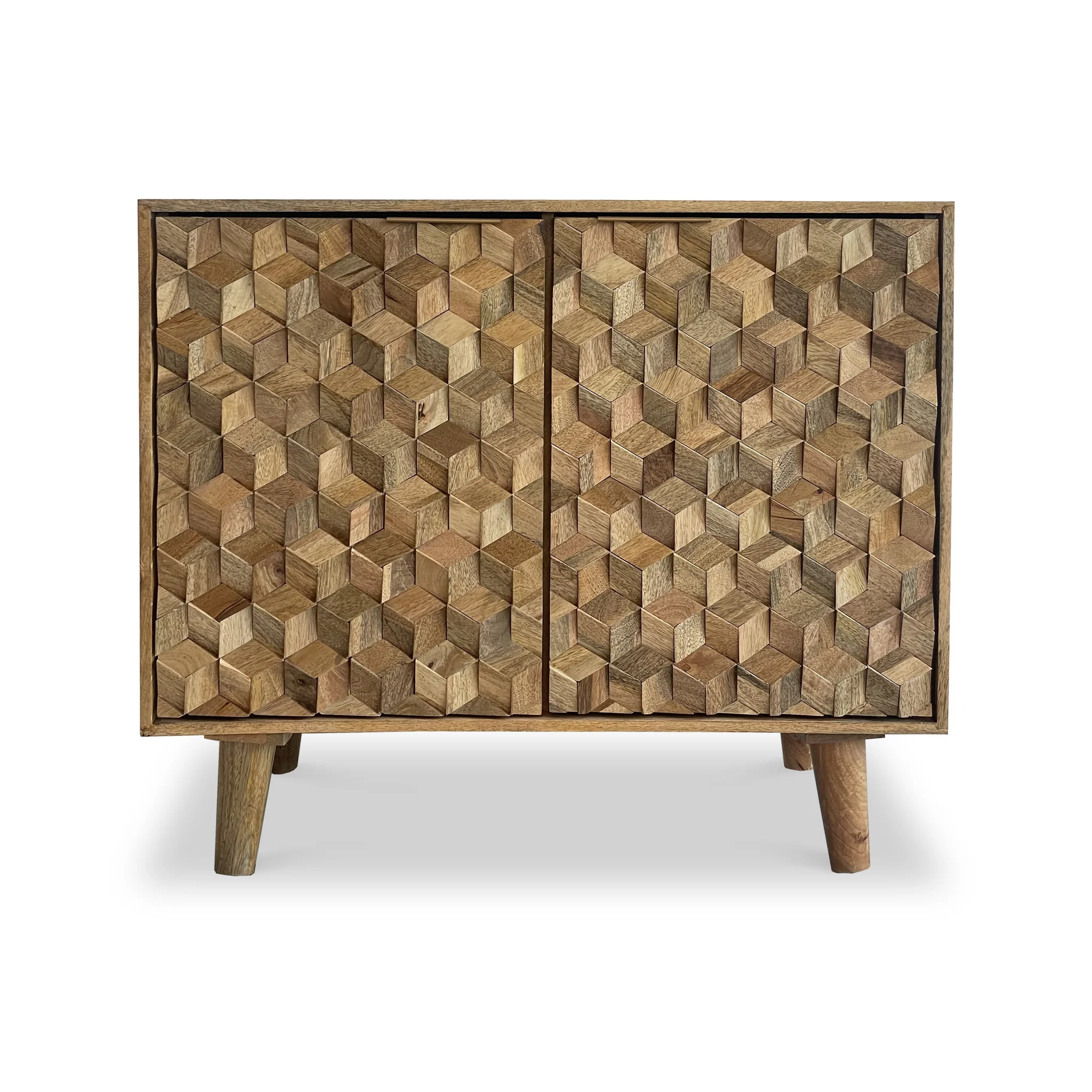 Enzo Geometric Mango Wood 2 Door Sideboard - Image 4
