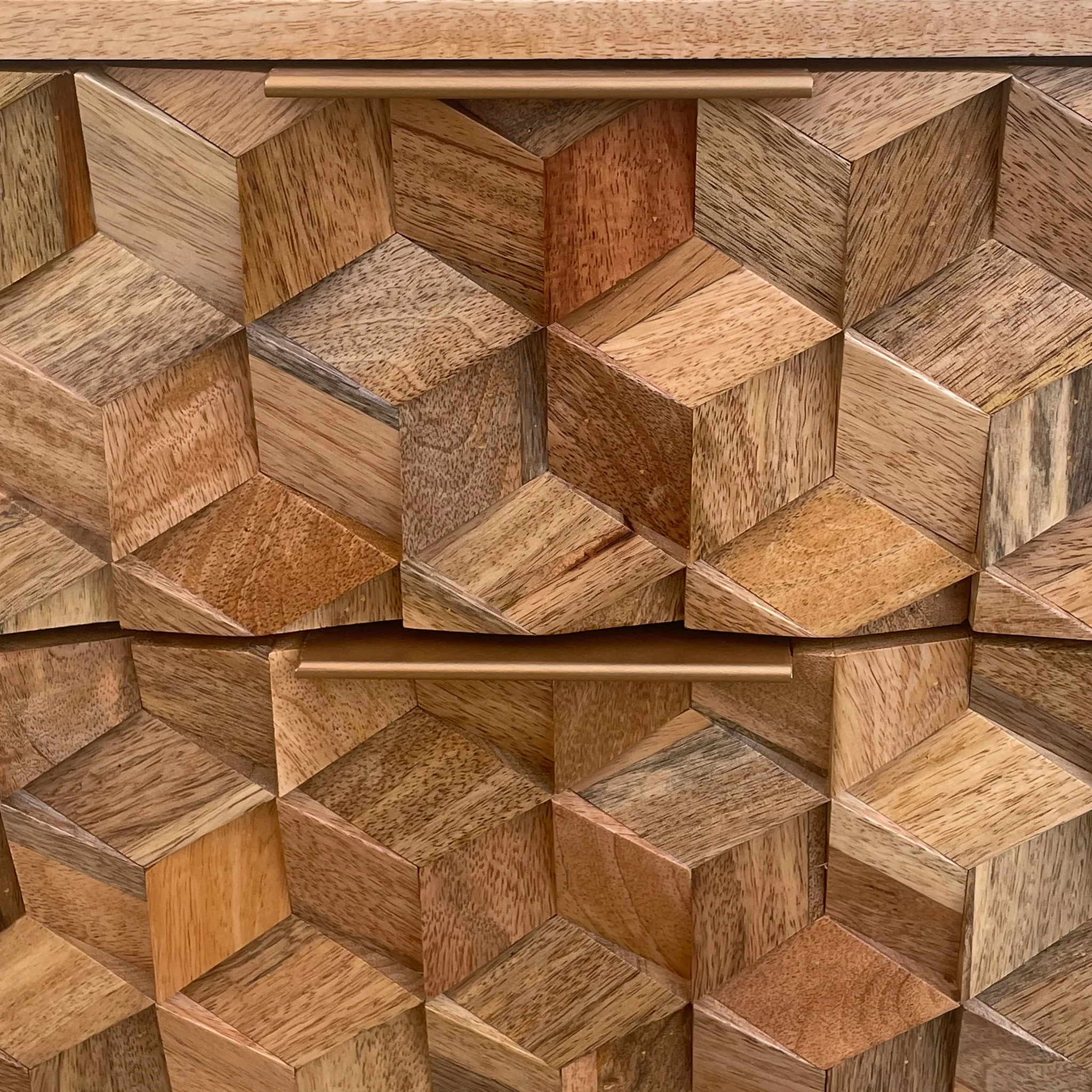 Enzo Geometric Mango Wood 2 Drawer Bedside - Image 4