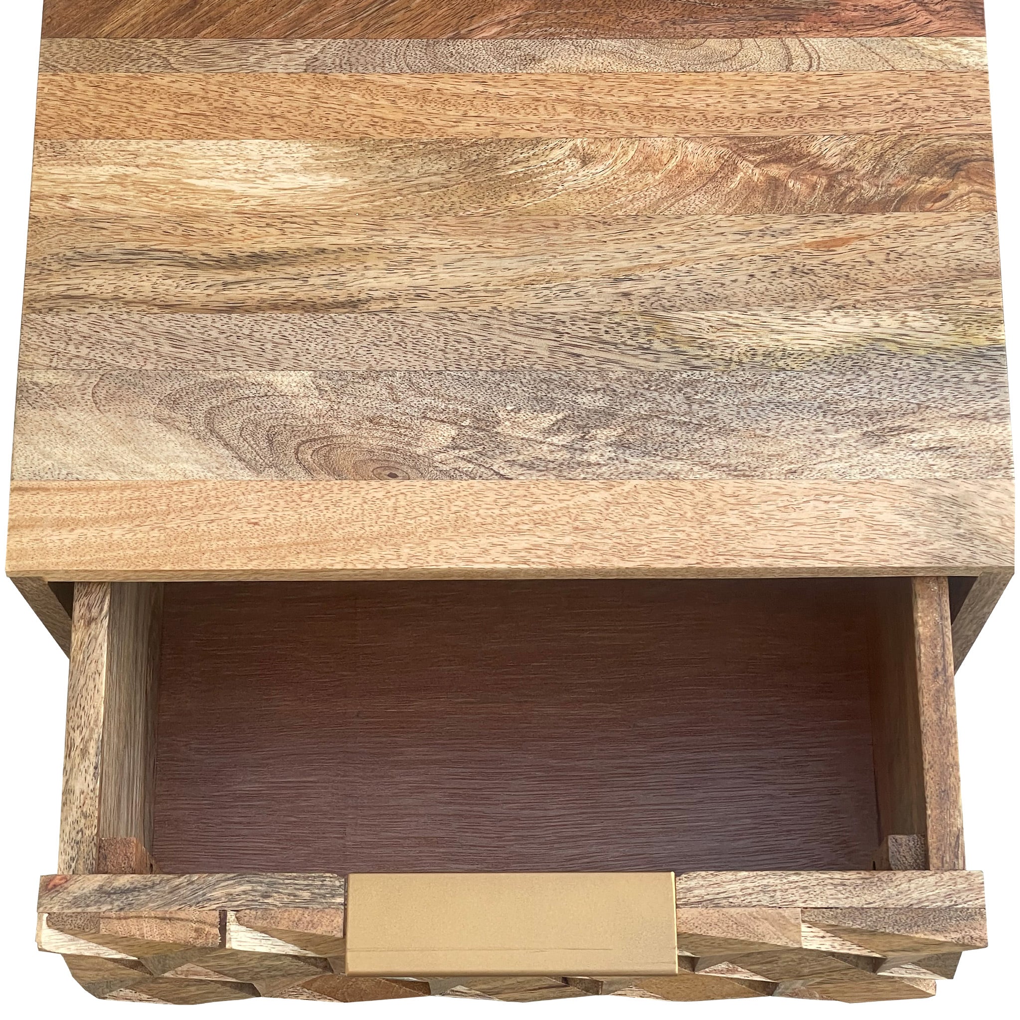 Enzo Geometric Mango Wood 2 Drawer Bedside - Image 6
