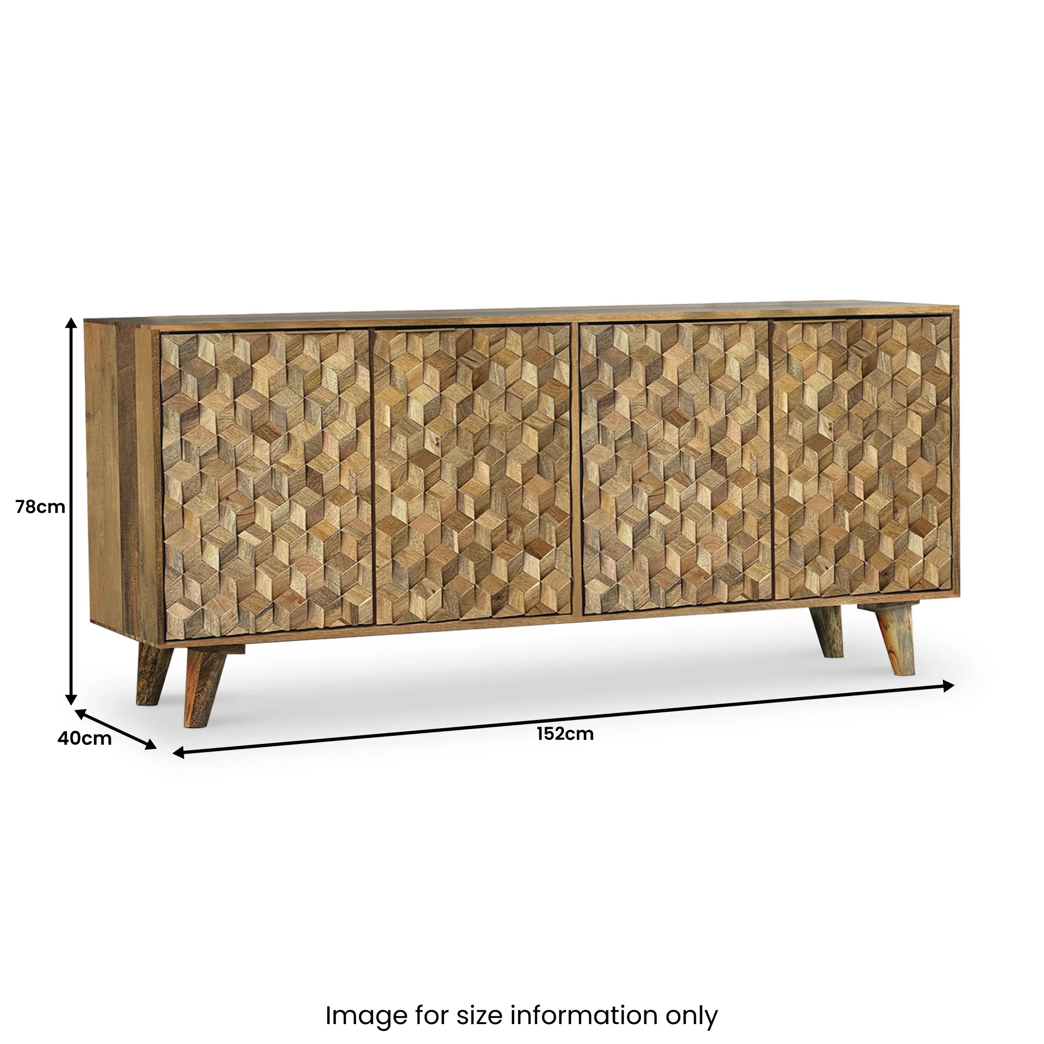 Enzo Geometric Mango Wood 4 Door Sideboard - Image 3