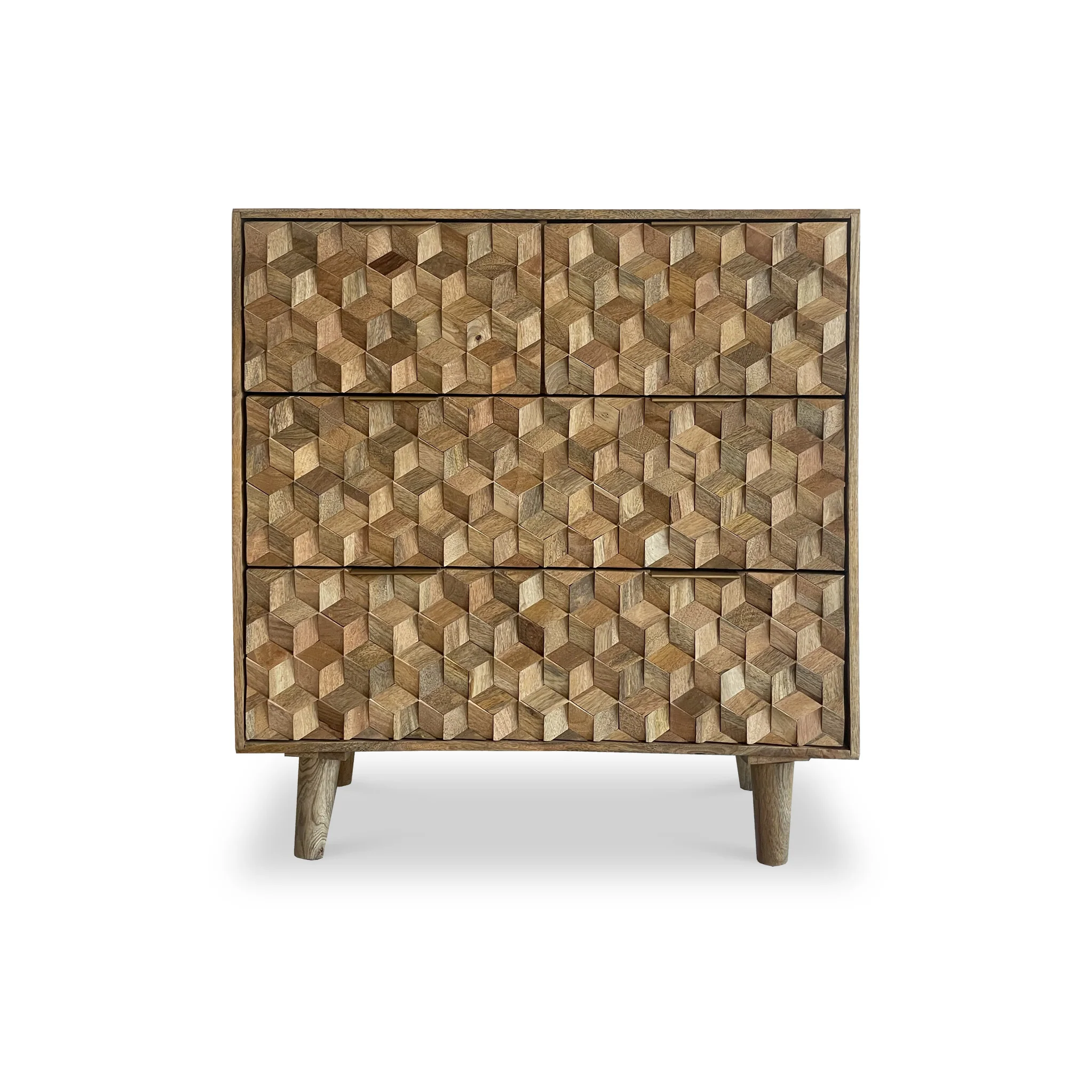 Enzo Geometric Mango Wood 4 Drawer Chest - Image 3