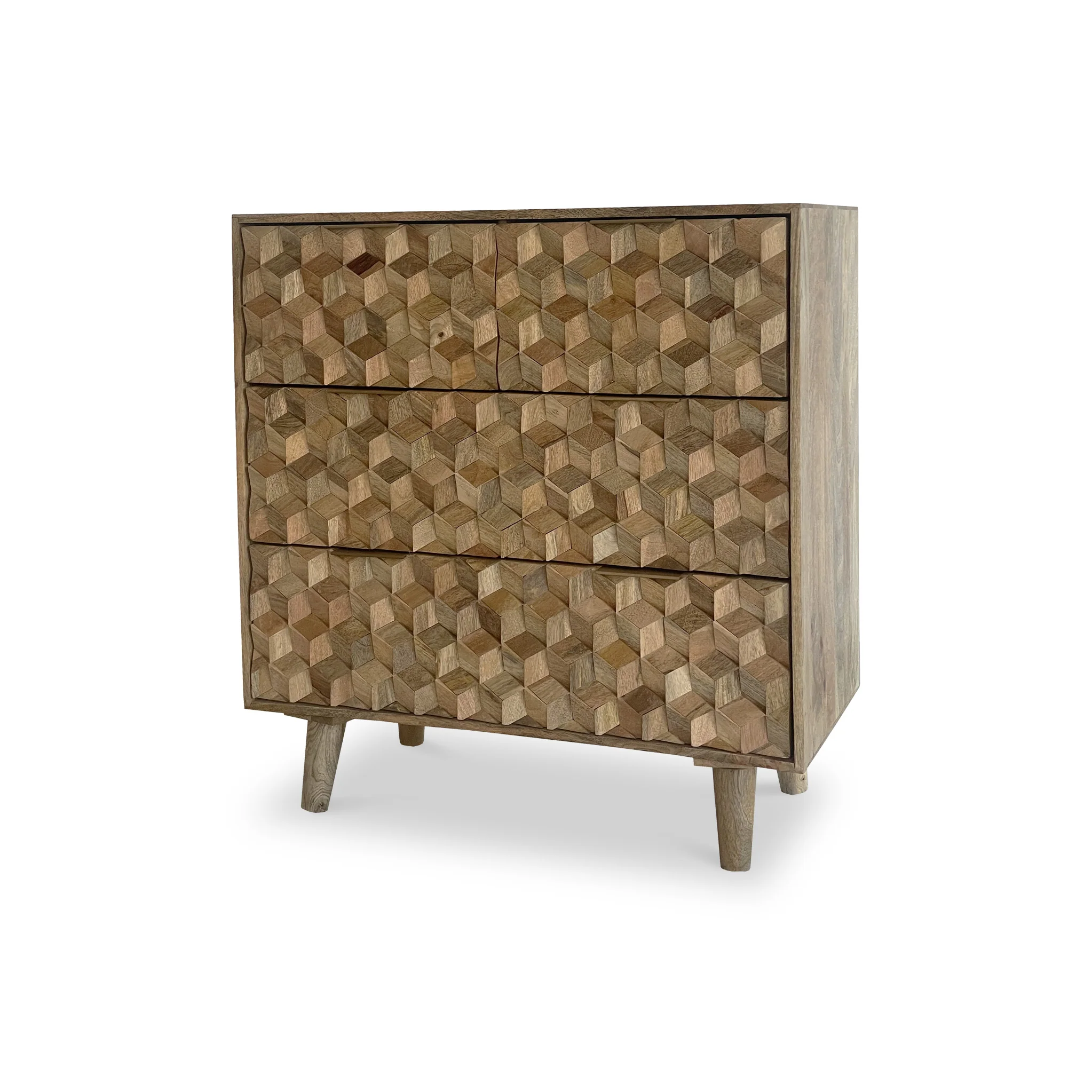 Enzo Geometric Mango Wood 4 Drawer Chest - Image 6