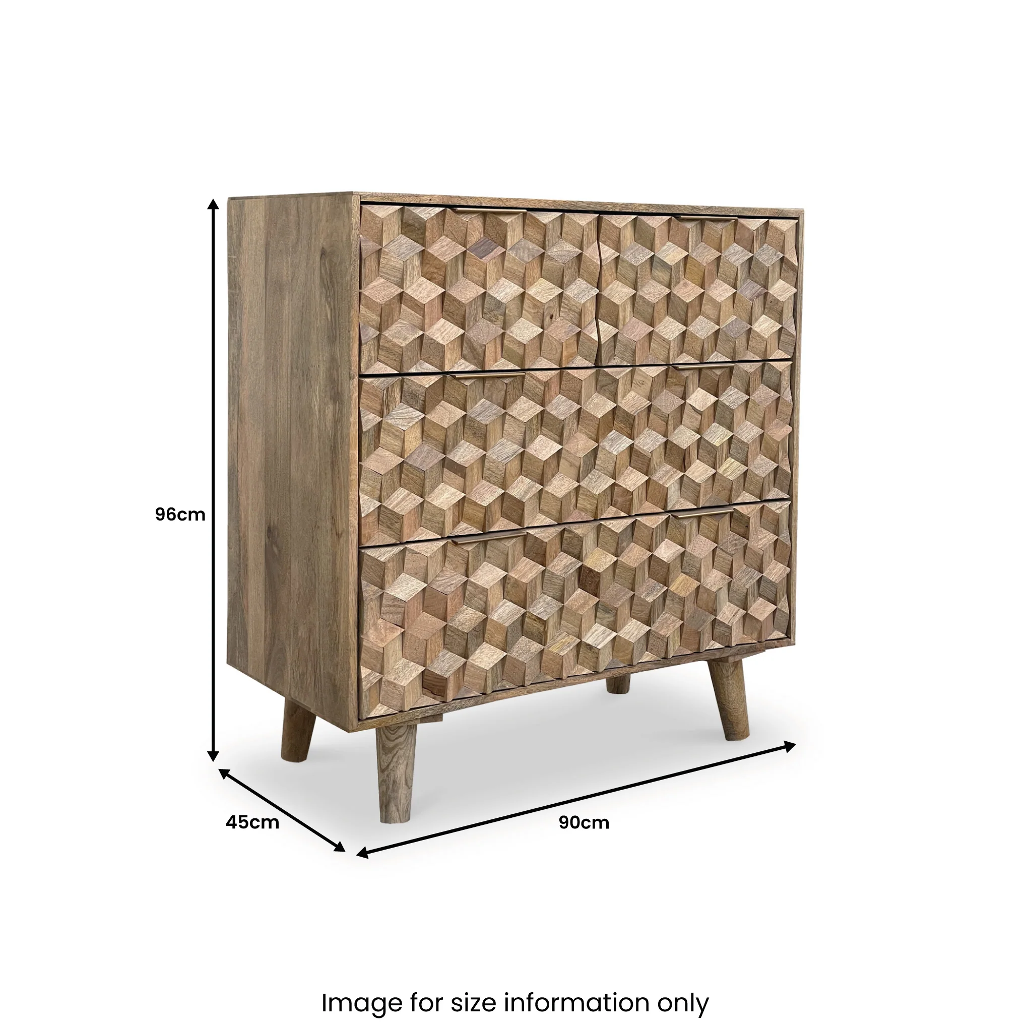 Enzo Geometric Mango Wood 4 Drawer Chest - Image 8