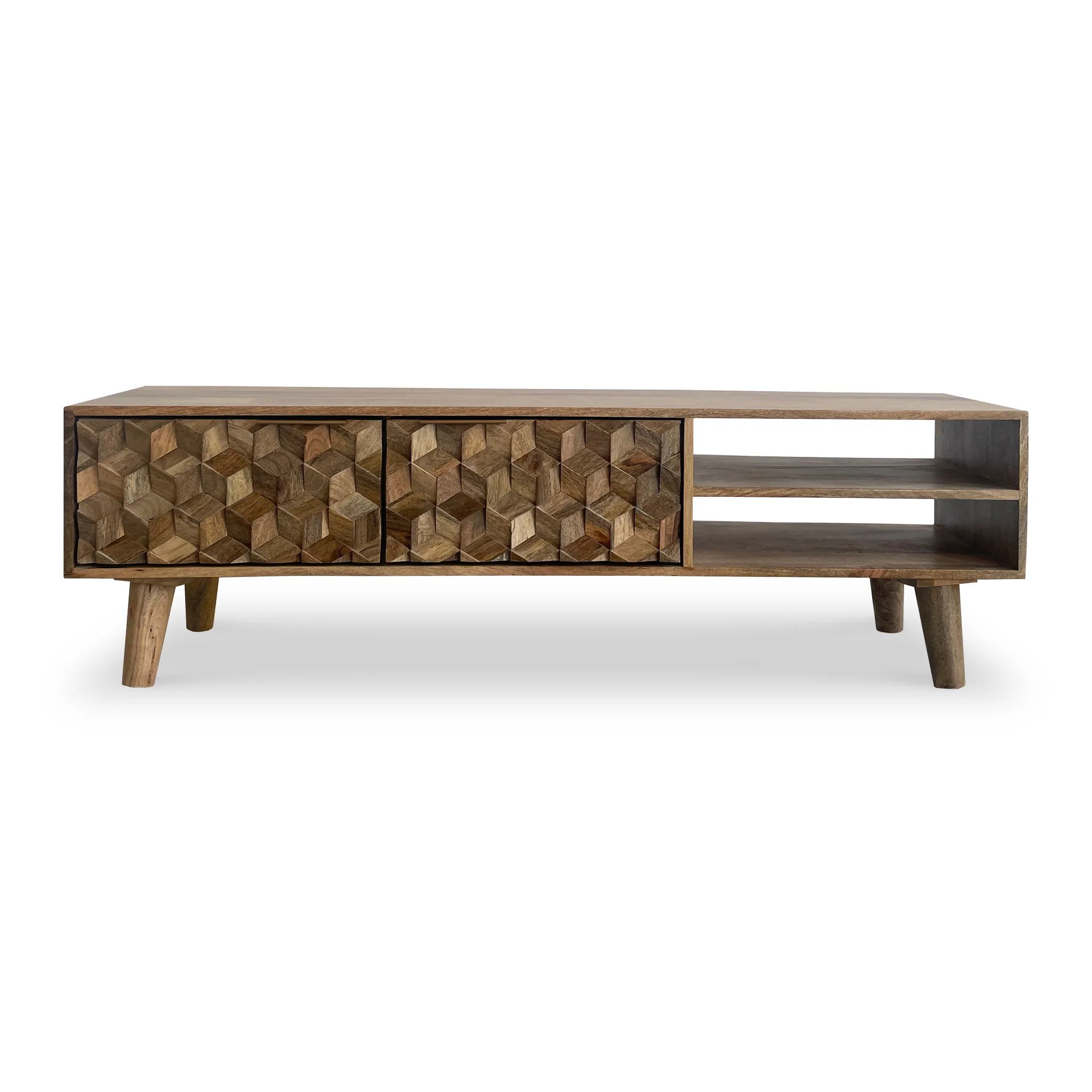 Enzo Geometric Mango Wood Large TV Unit - Image 3