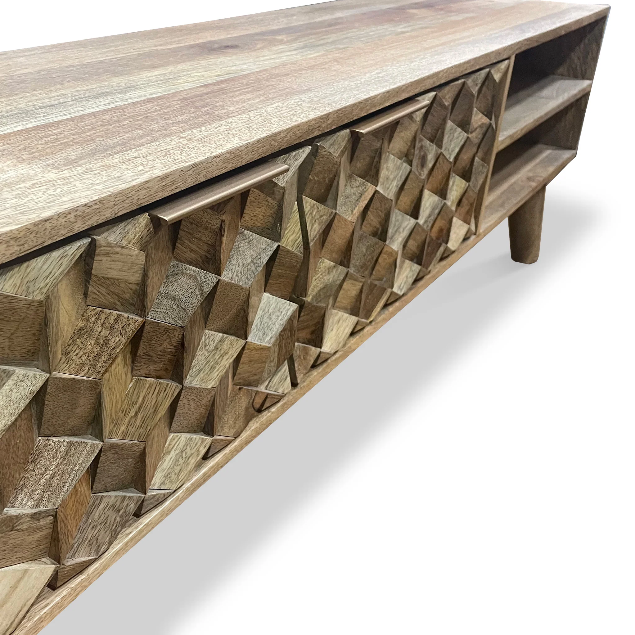 Enzo Geometric Mango Wood Large TV Unit - Image 7