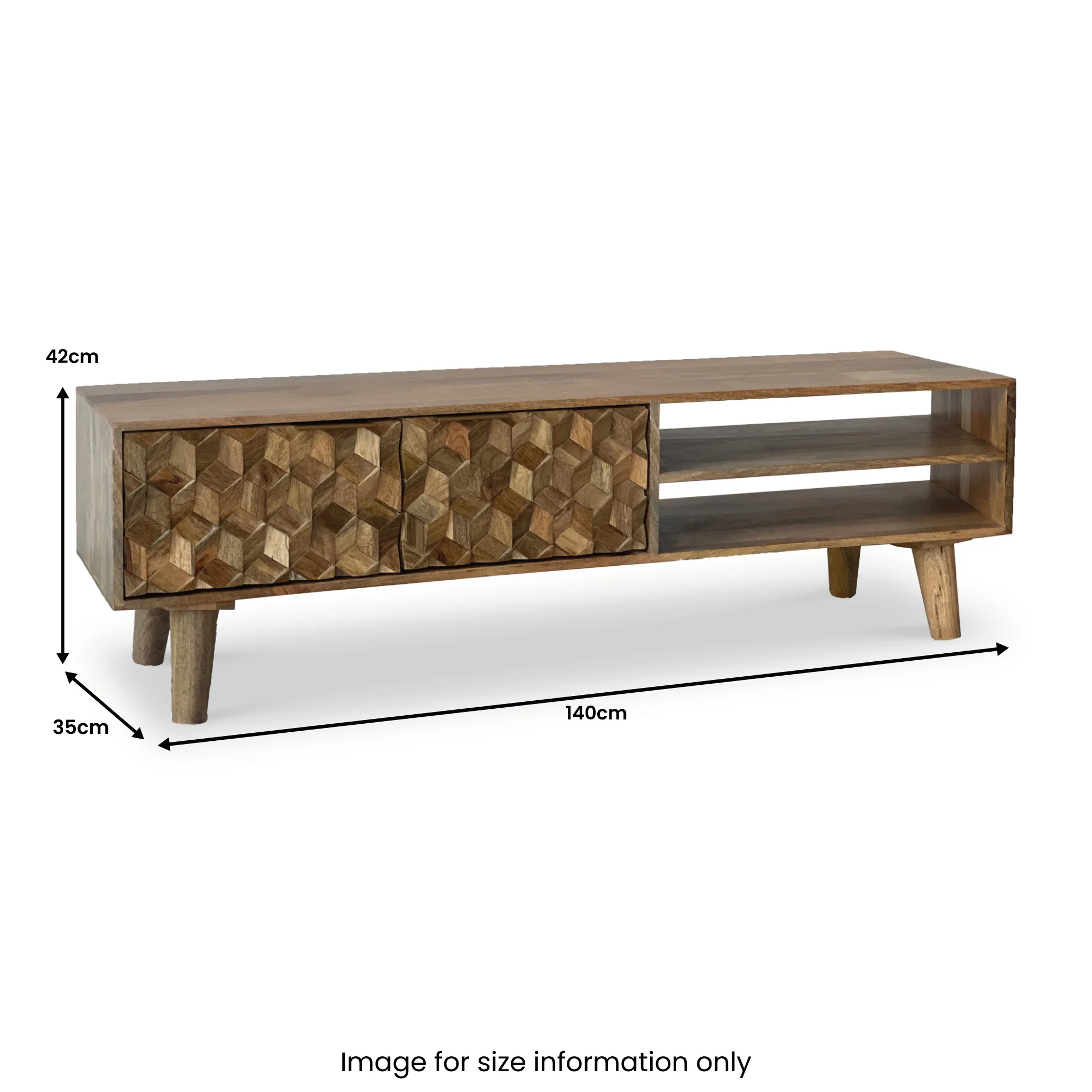 Enzo Geometric Mango Wood Large TV Unit - Image 8