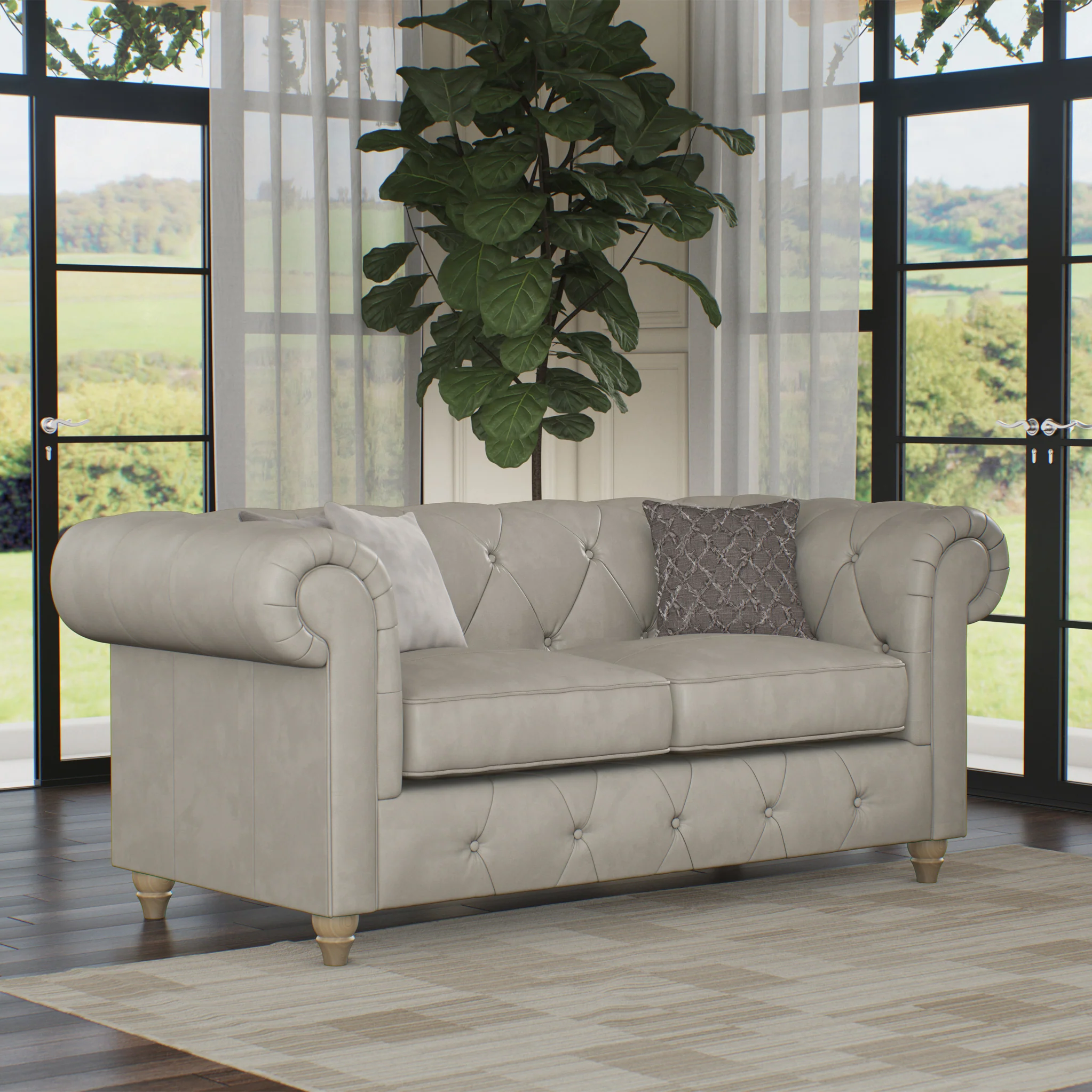 Everett Leather 2 Seater Sofa - Image 13