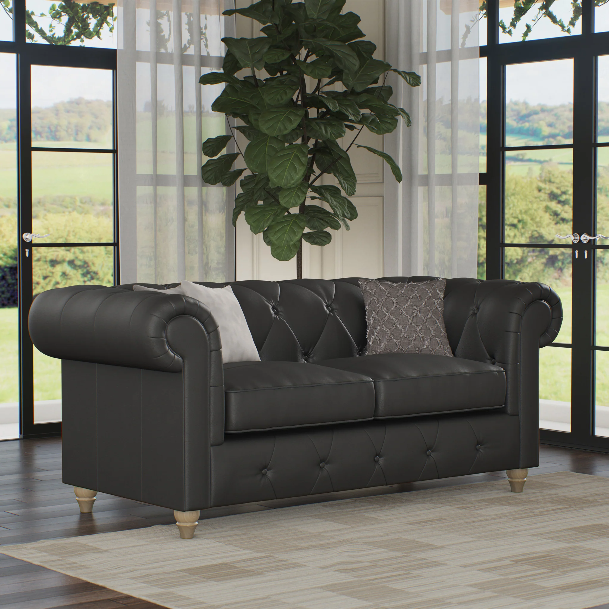 Everett Leather 2 Seater Sofa - Image 2