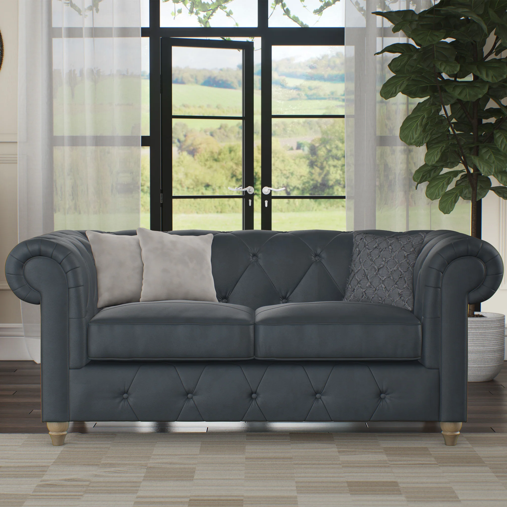 Everett Leather 2 Seater Sofa - Image 25