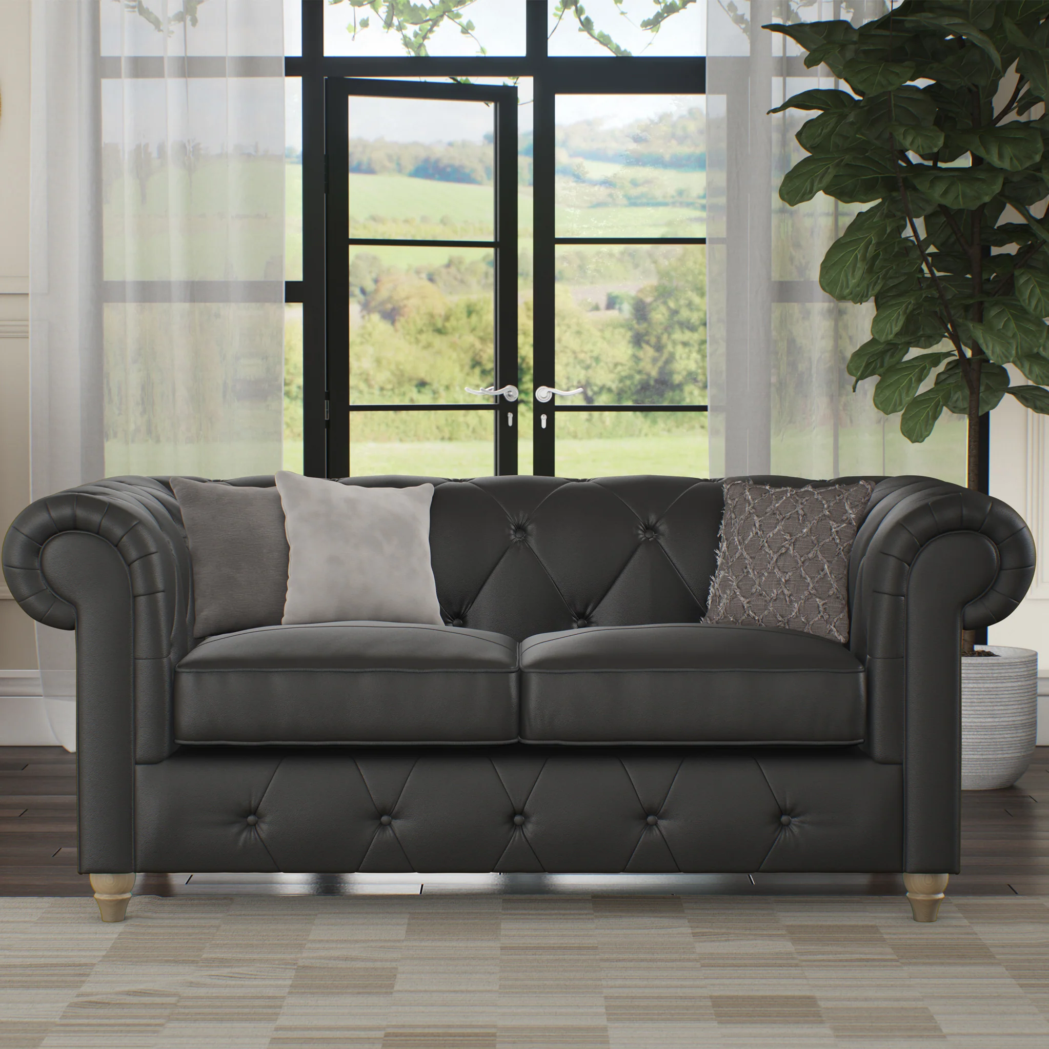 Everett Leather 2 Seater Sofa - Image 3