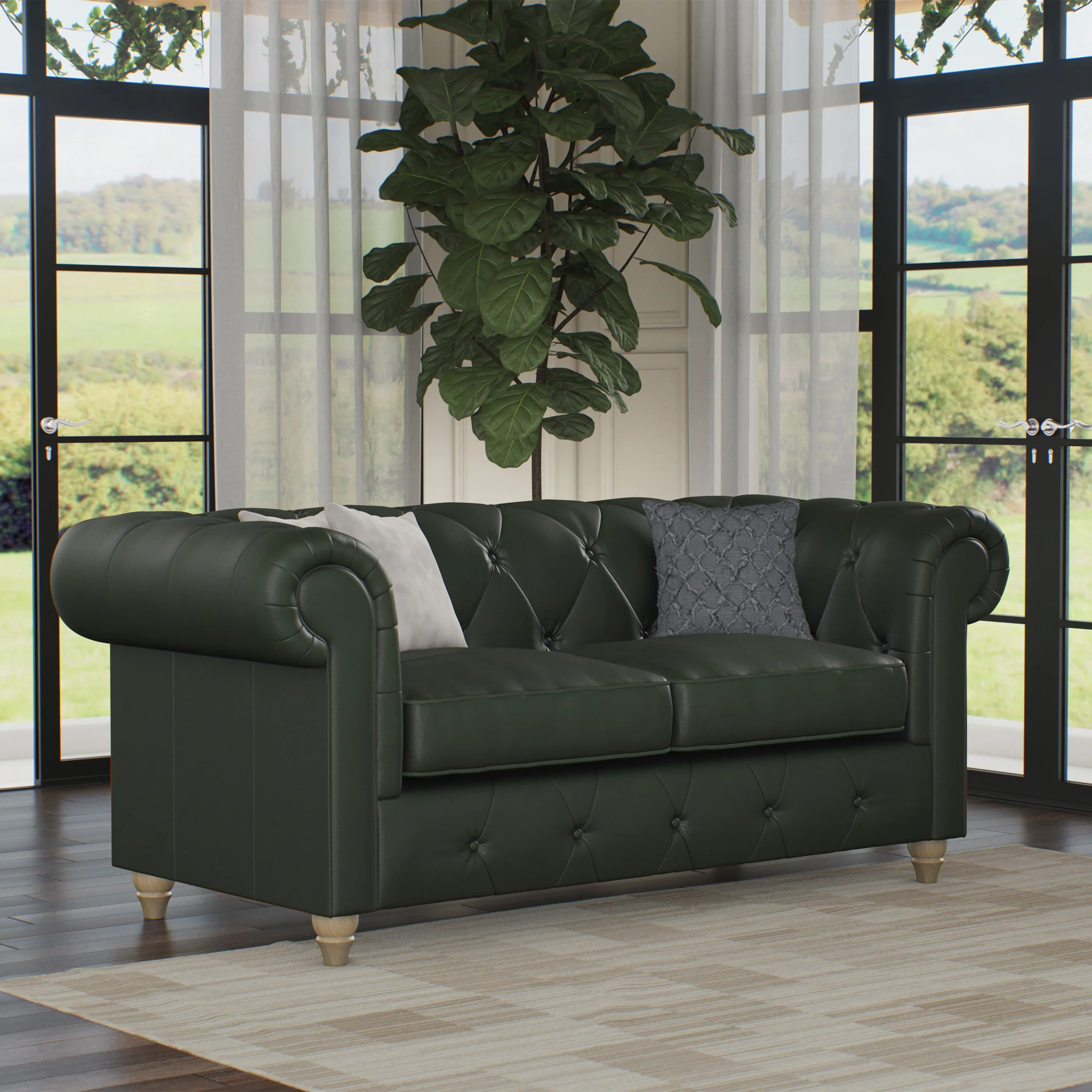 Everett Leather 2 Seater Sofa - Image 35