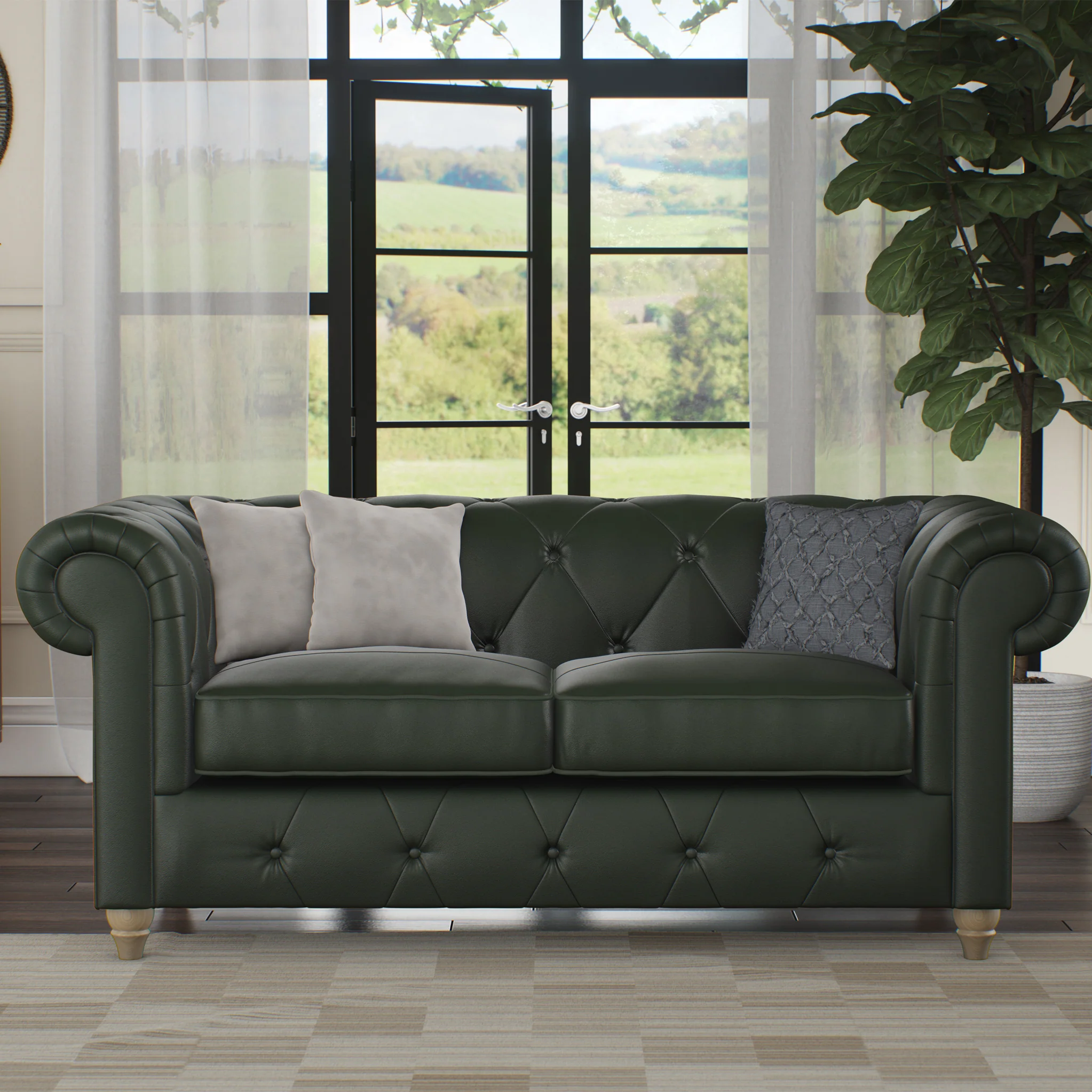 Everett Leather 2 Seater Sofa - Image 36