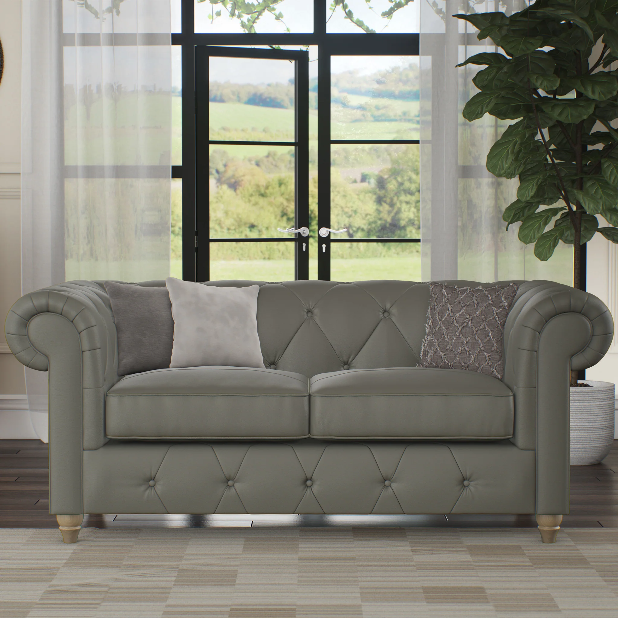 Everett Leather 2 Seater Sofa - Image 45