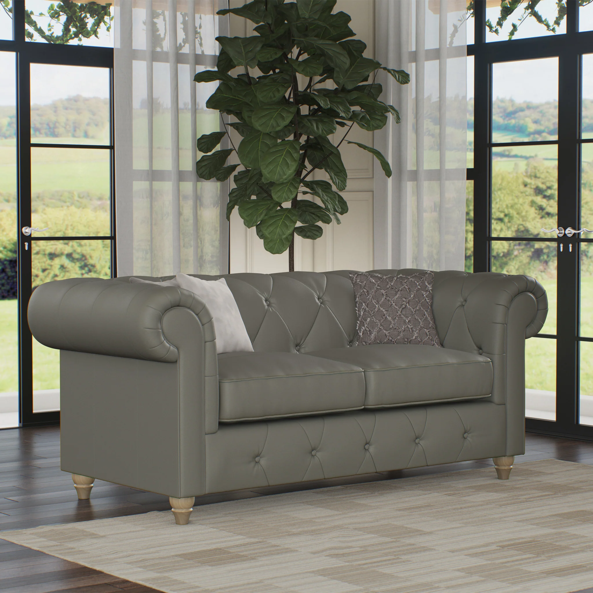 Everett Leather 2 Seater Sofa - Image 47