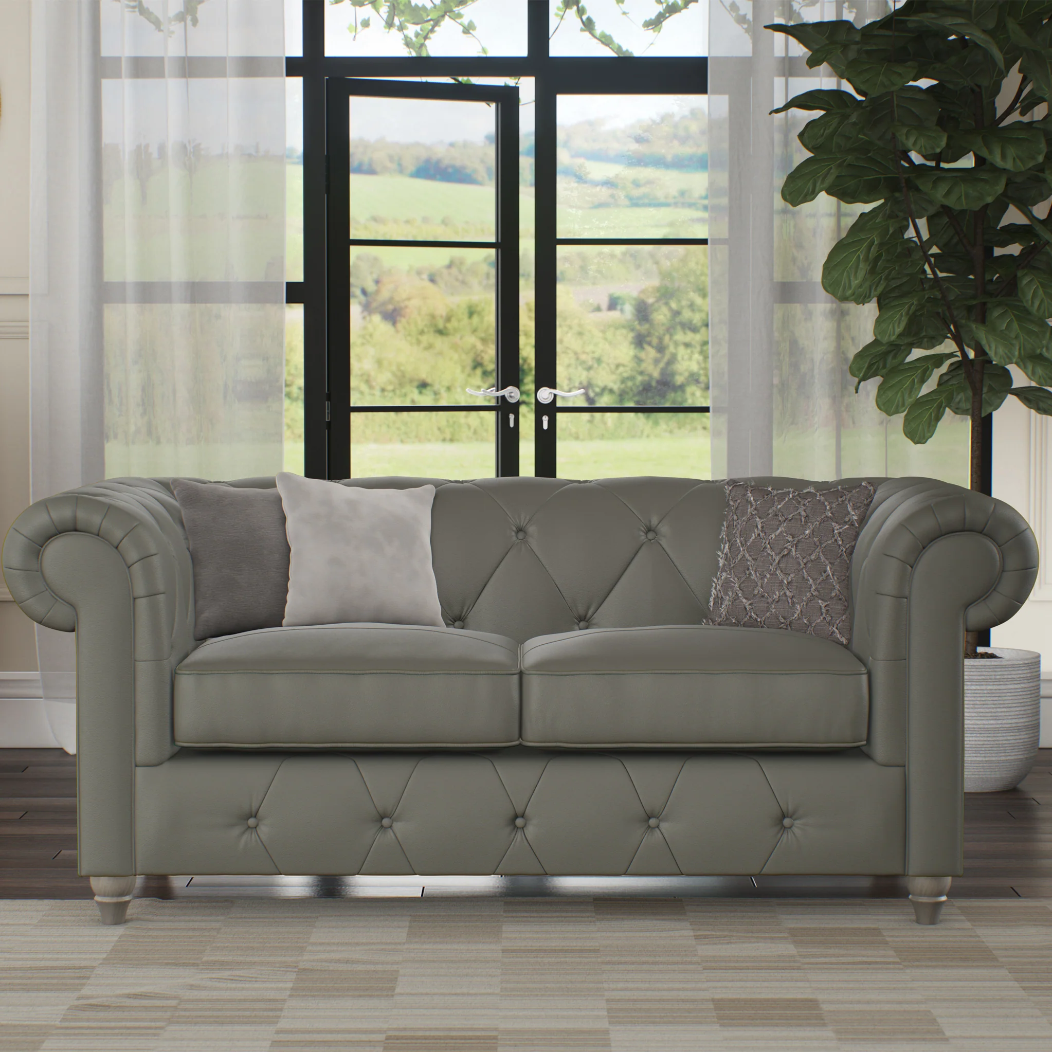 Everett Leather 2 Seater Sofa - Image 50