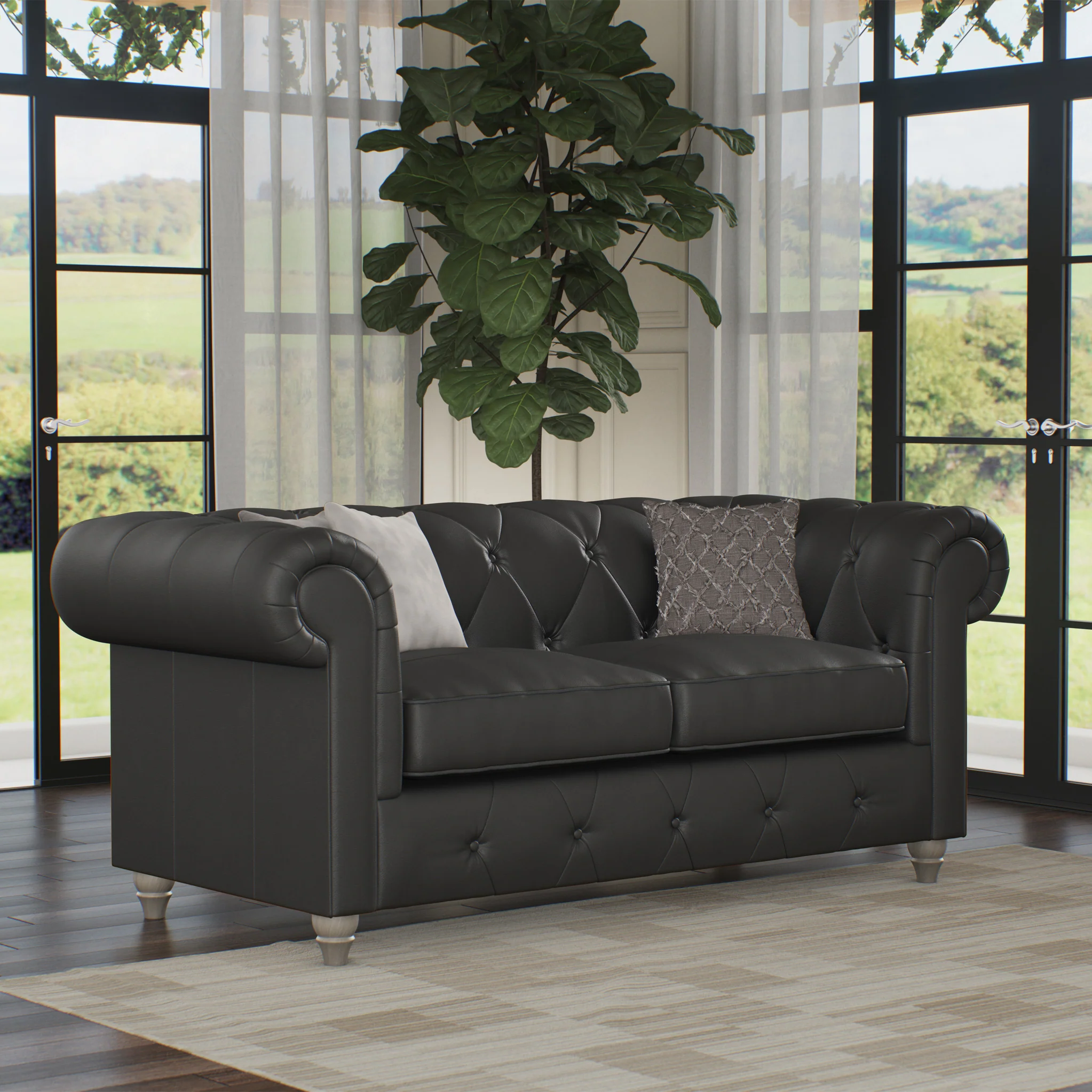 Everett Leather 2 Seater Sofa - Image 6