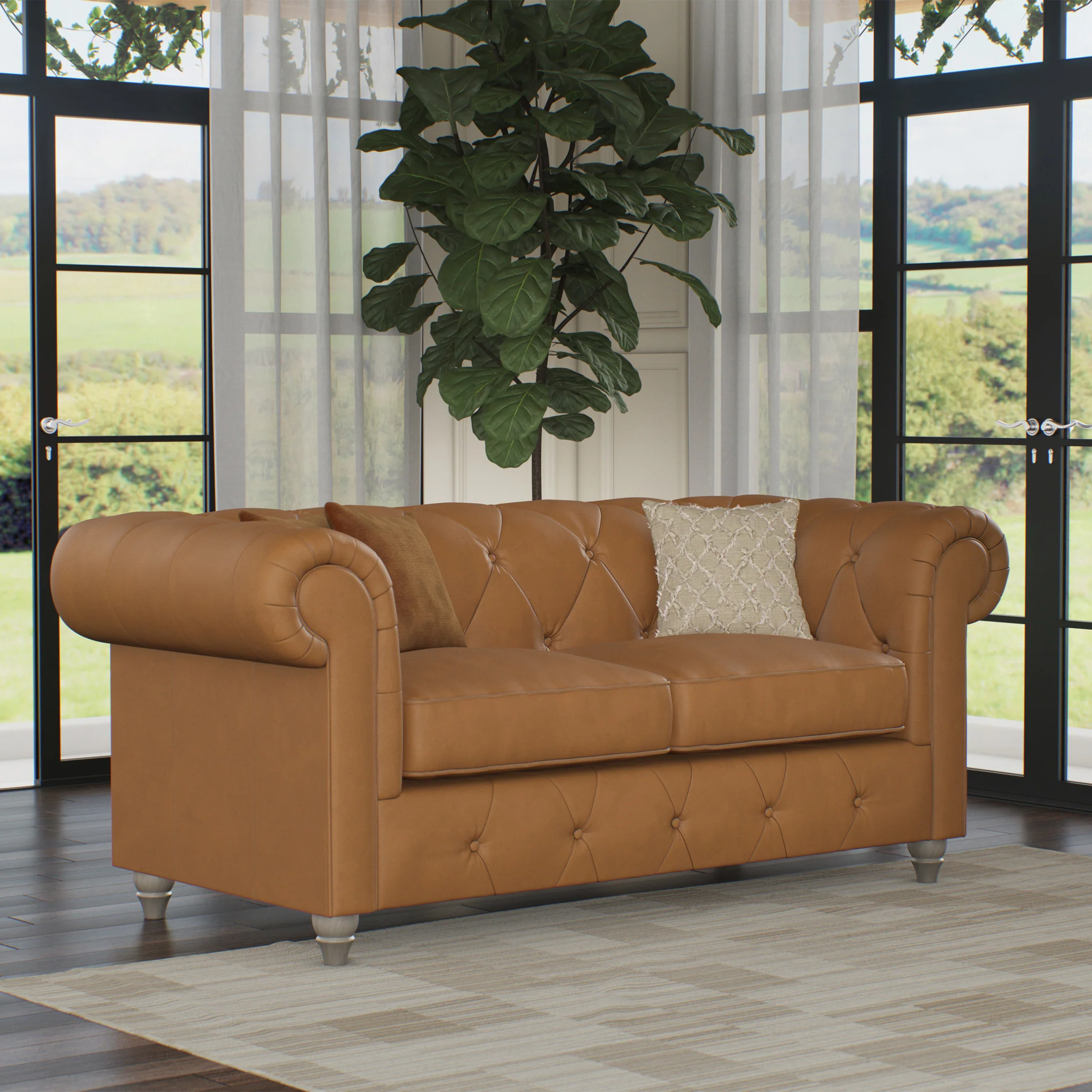 Everett Leather 2 Seater Sofa - Image 61