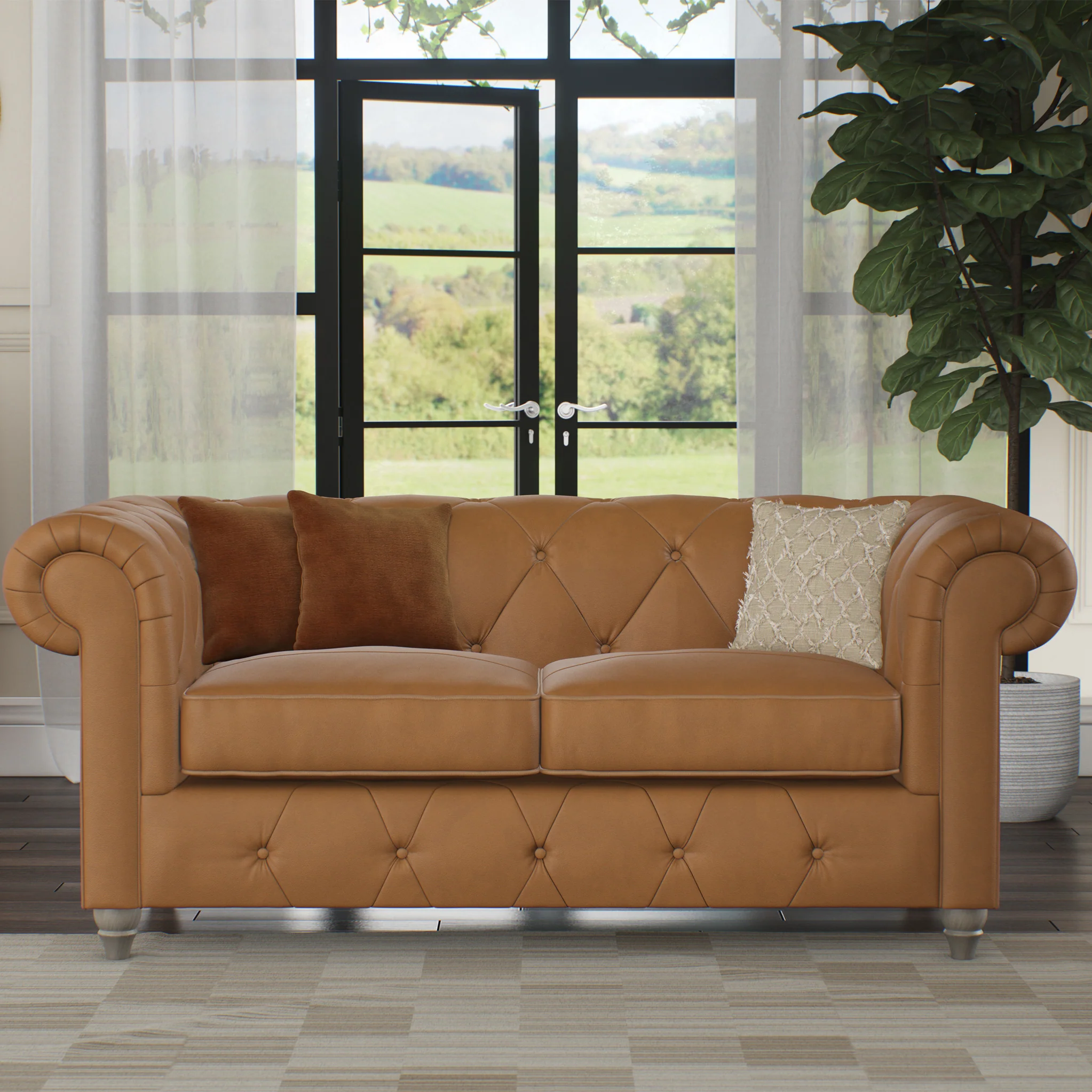 Everett Leather 2 Seater Sofa - Image 62