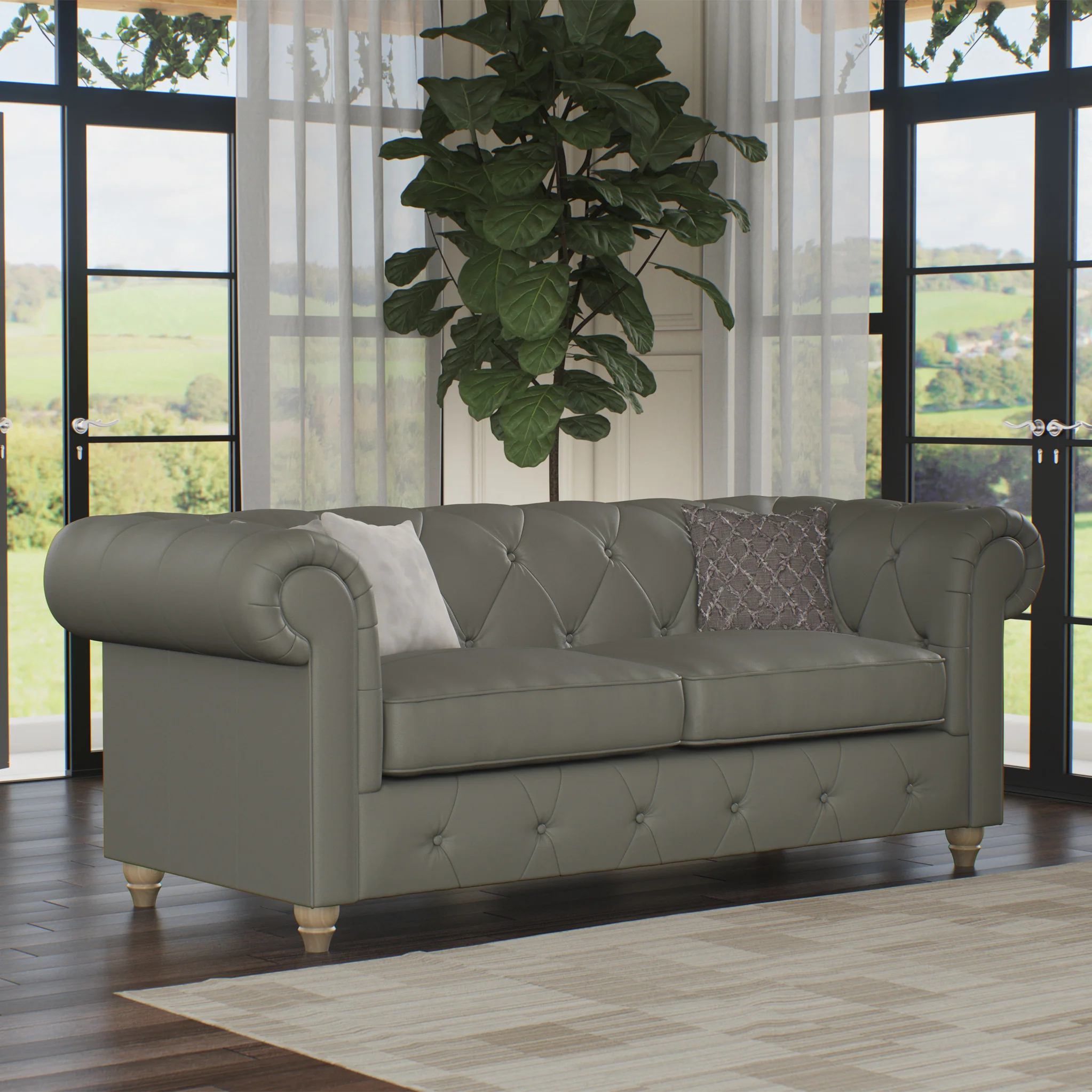 Everett Leather 3 Seater Sofa - Image 13
