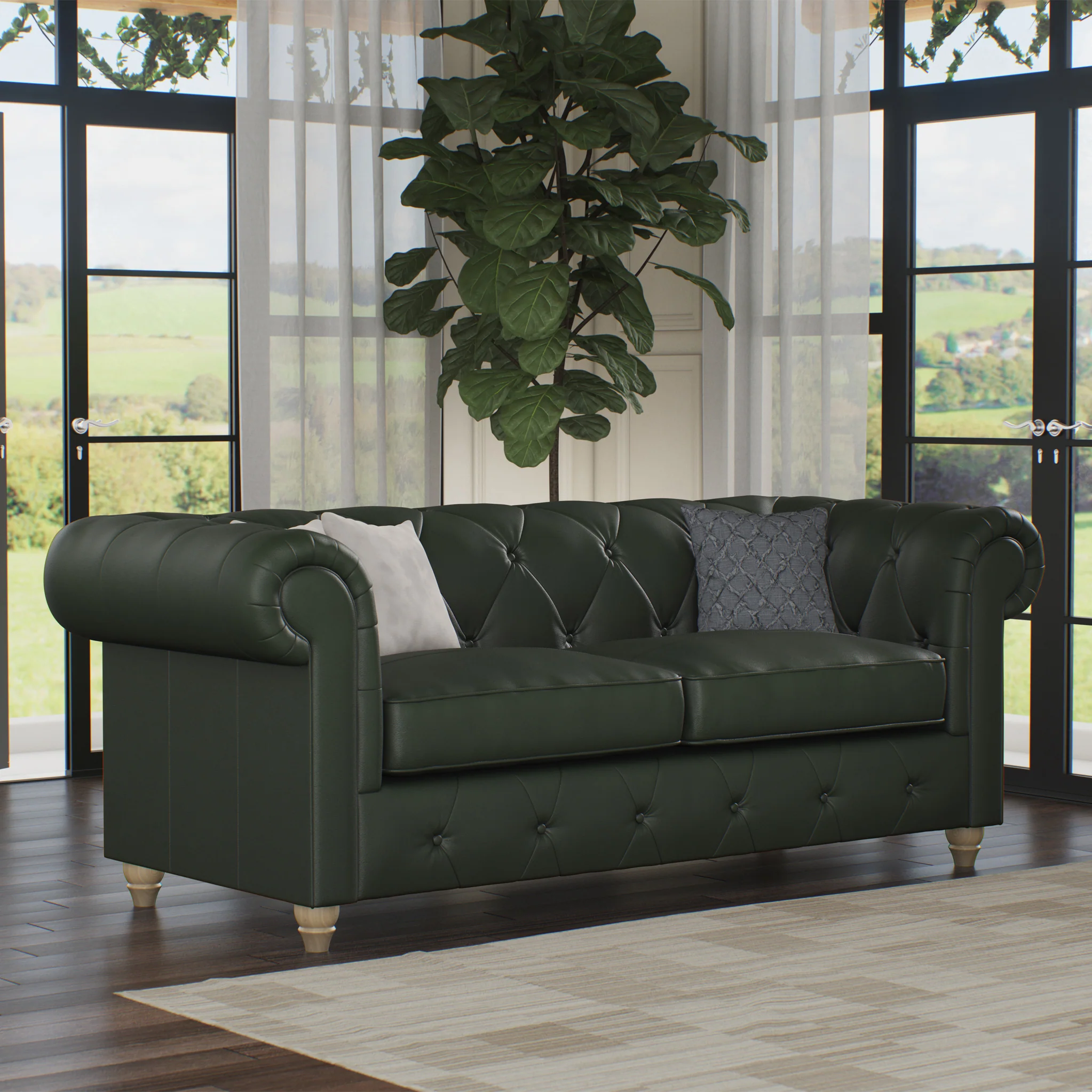 Everett Leather 3 Seater Sofa - Image 24