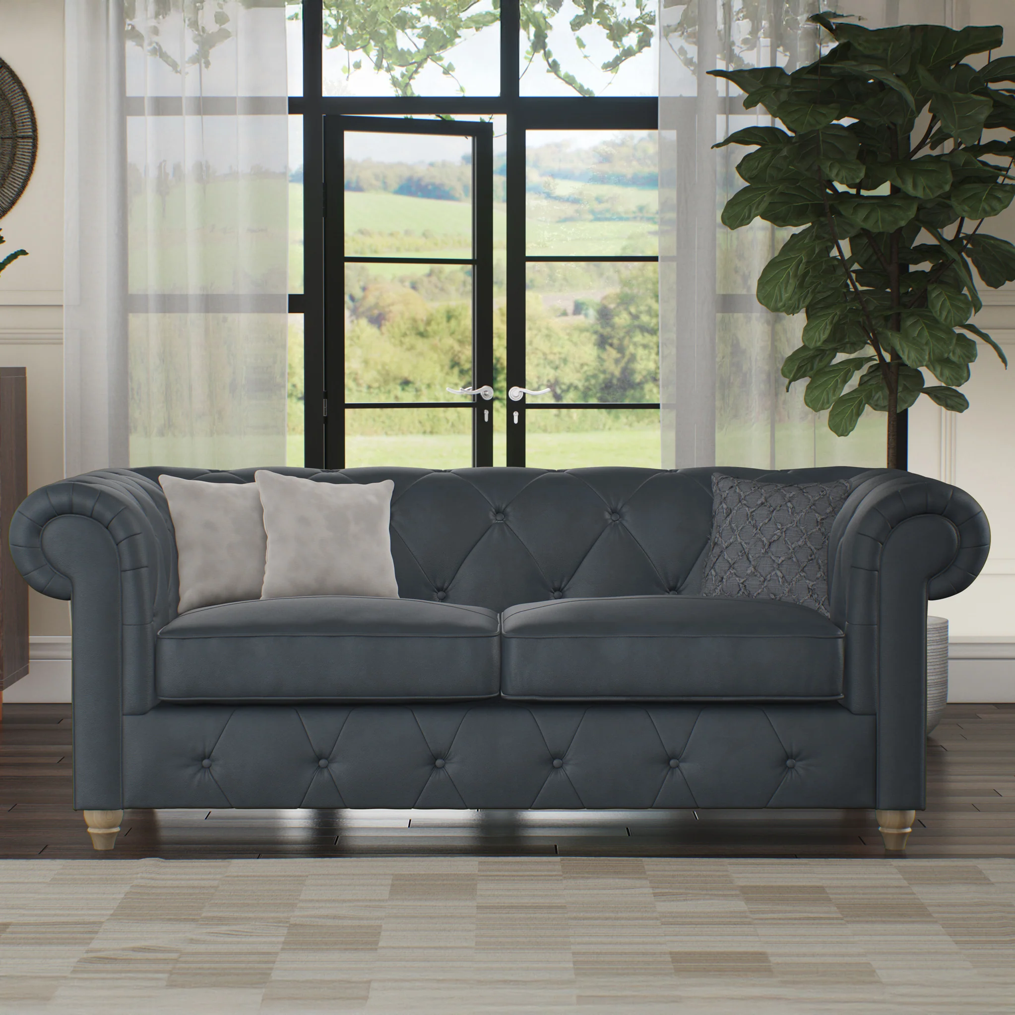 Everett Leather 3 Seater Sofa - Image 3