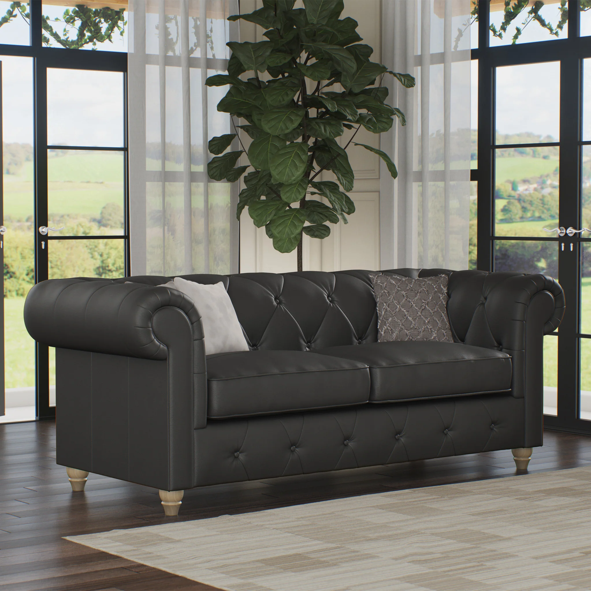 Everett Leather 3 Seater Sofa - Image 35