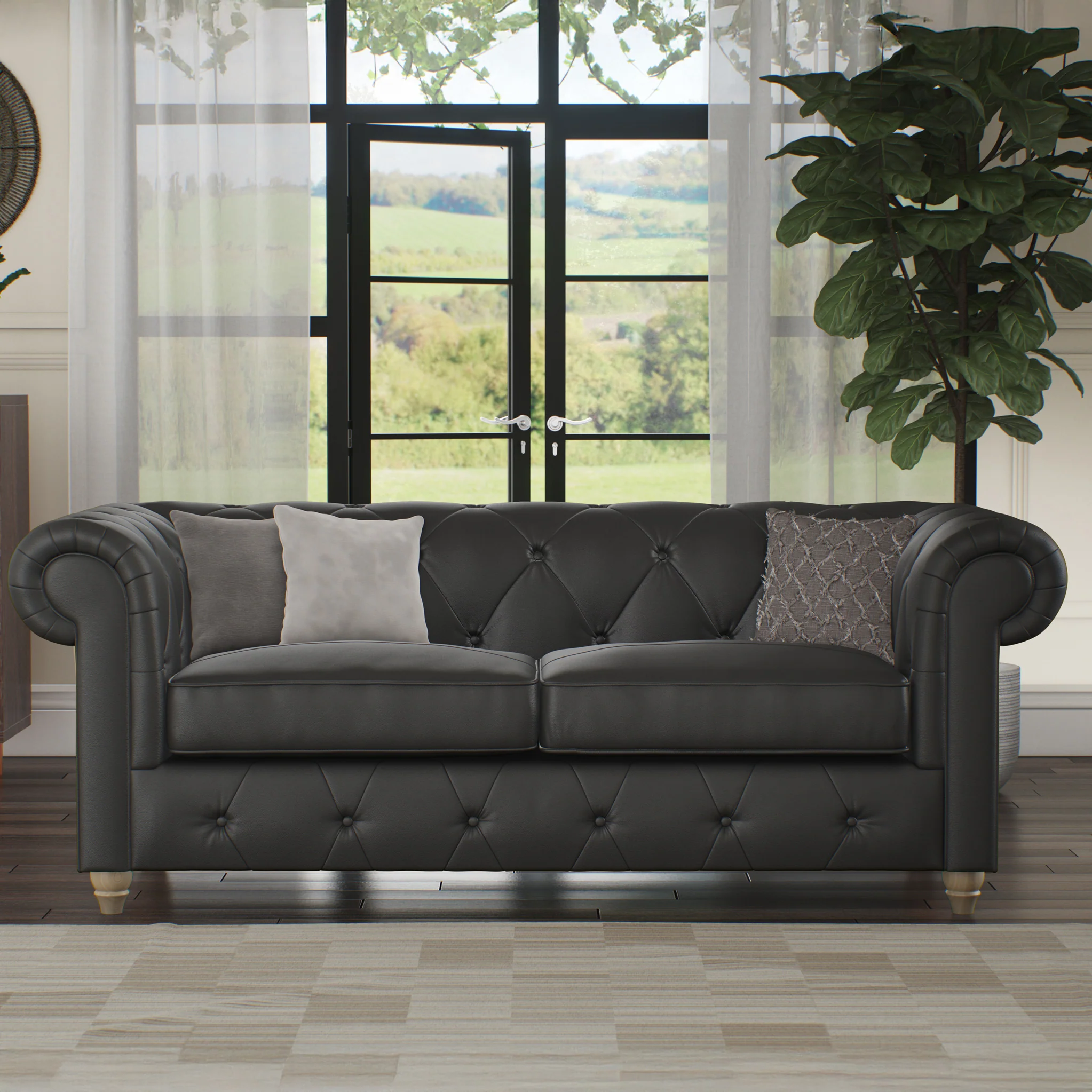 Everett Leather 3 Seater Sofa - Image 36