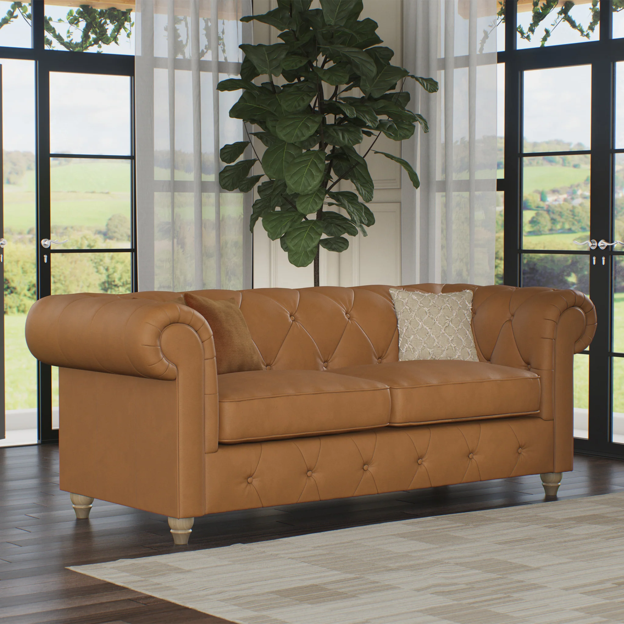Everett Leather 3 Seater Sofa - Image 46