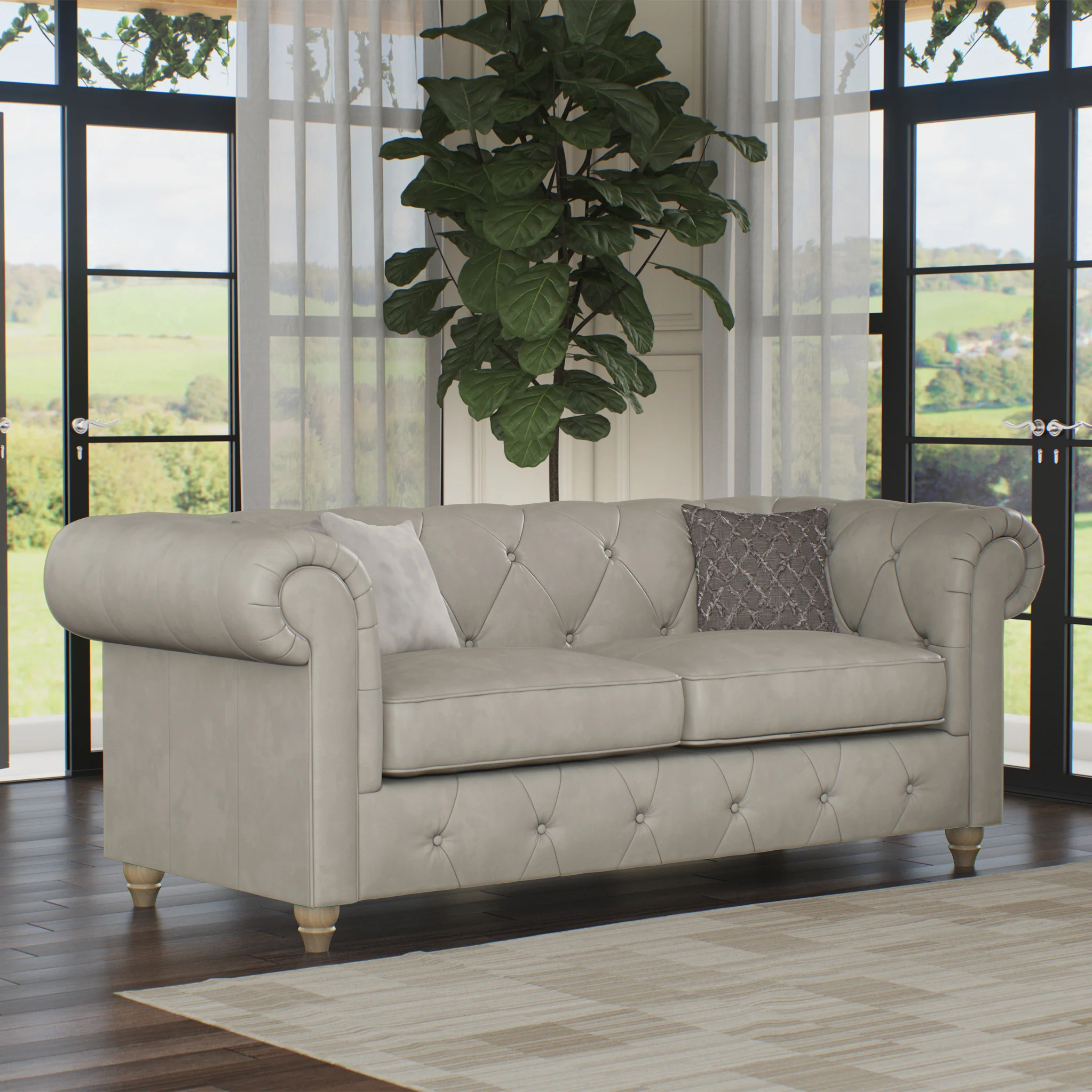 Everett Leather 3 Seater Sofa - Image 57