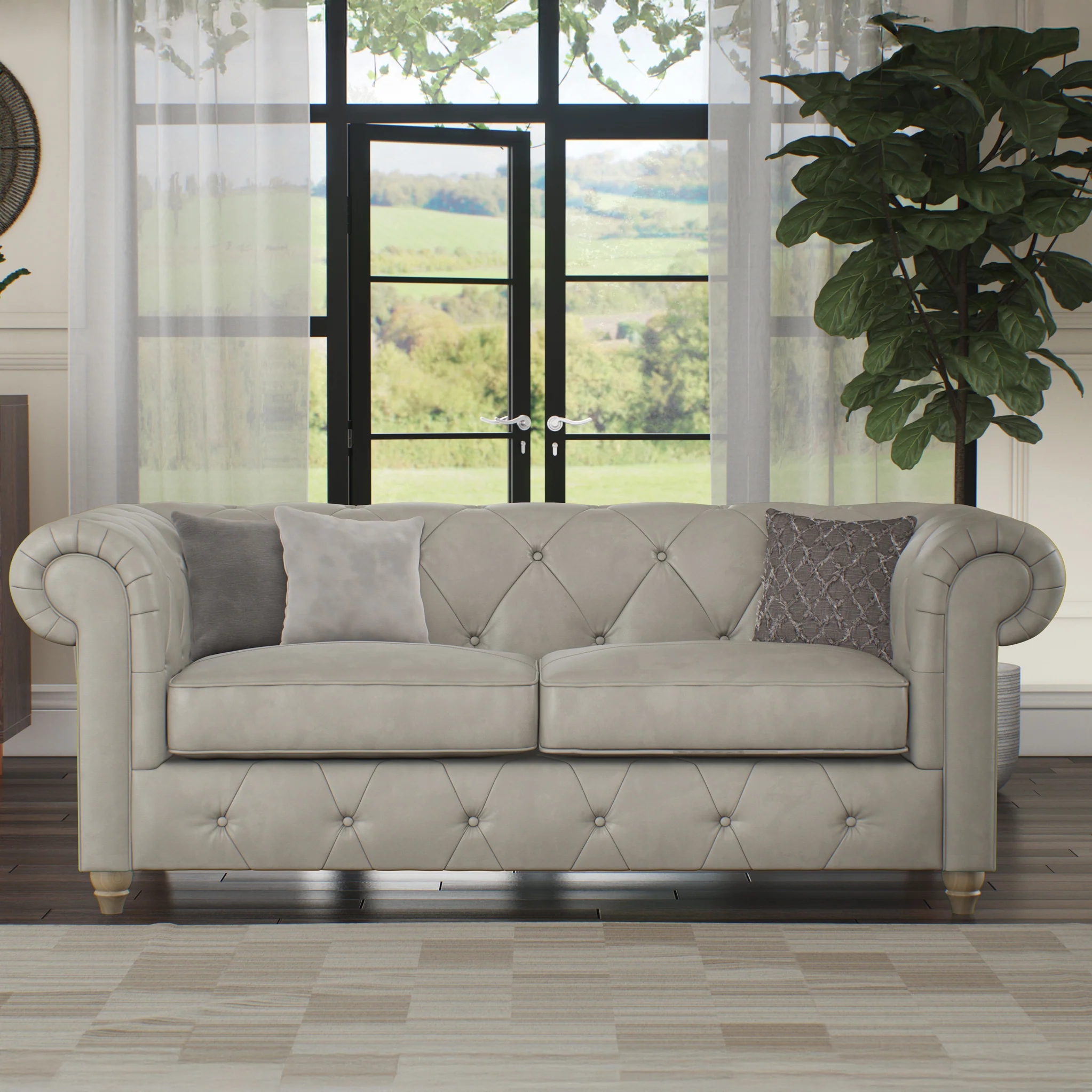 Everett Leather 3 Seater Sofa - Image 58