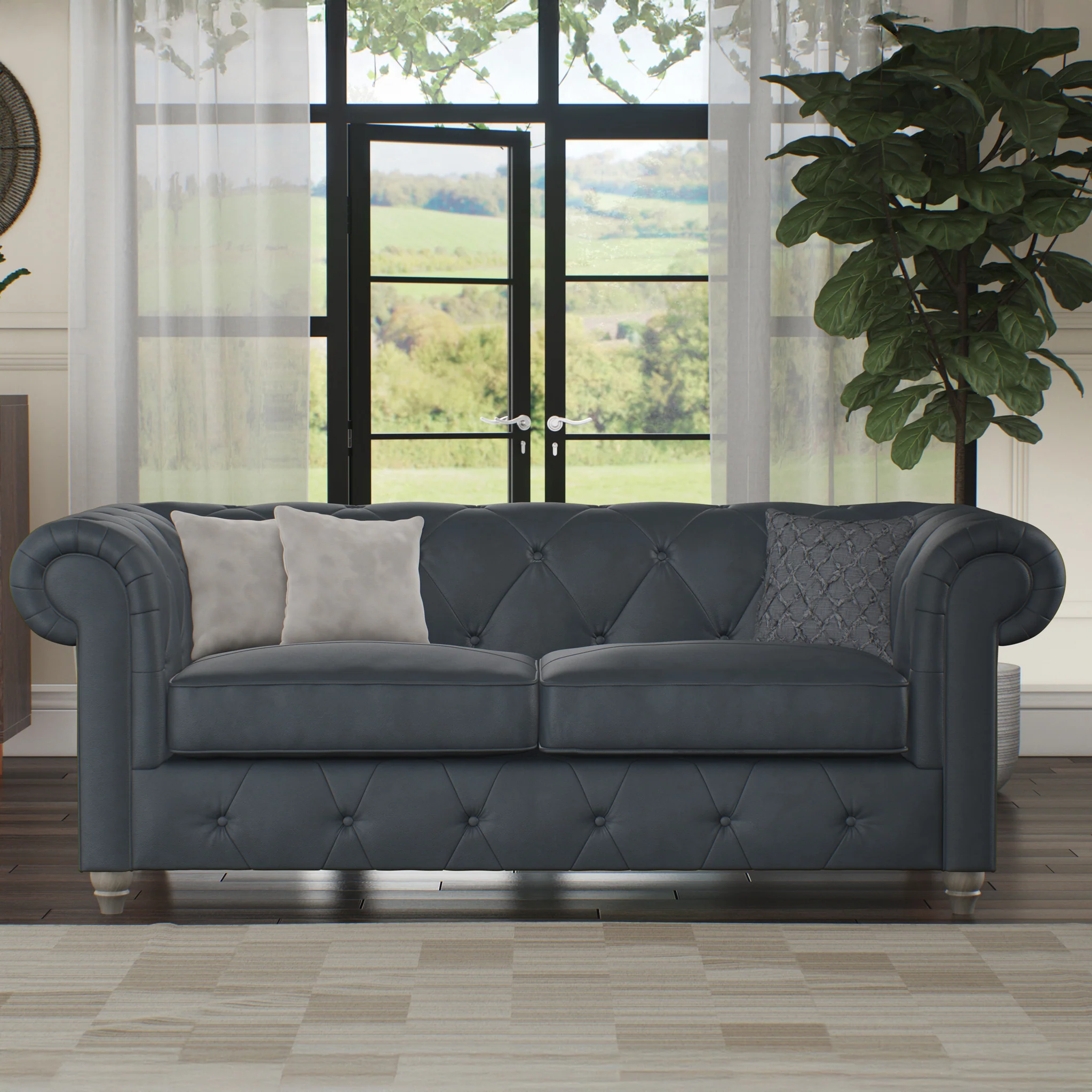 Everett Leather 3 Seater Sofa - Image 6
