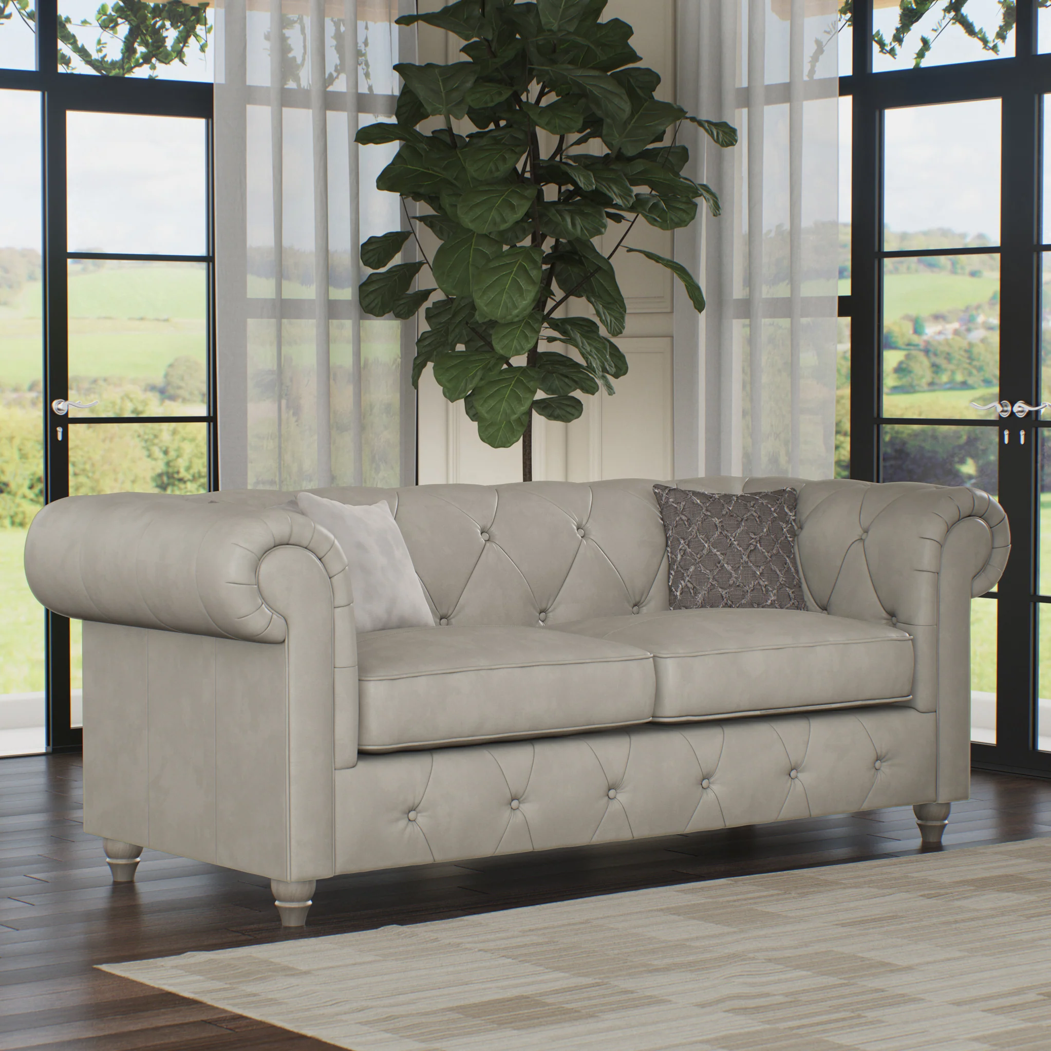 Everett Leather 3 Seater Sofa - Image 61