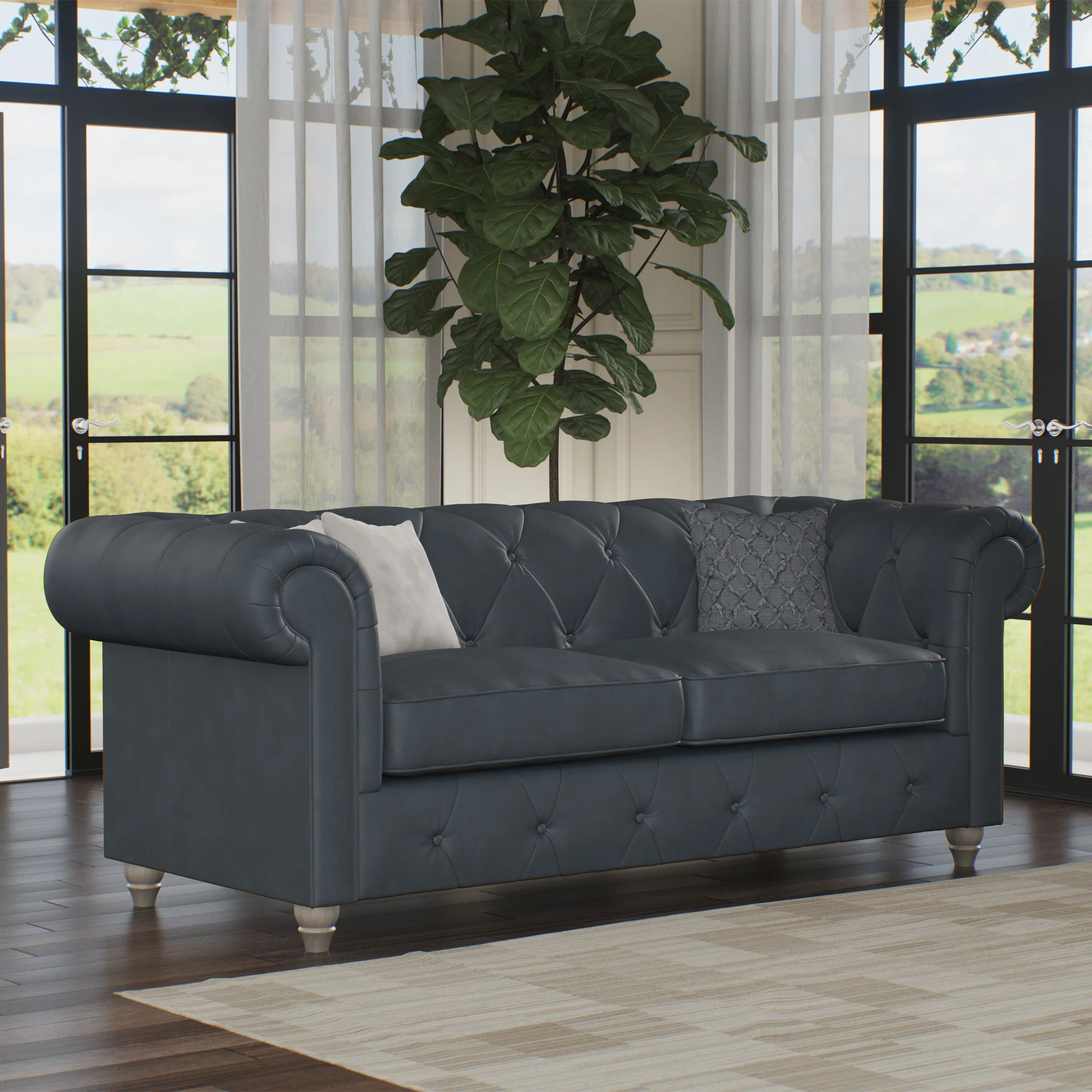 Everett Leather 3 Seater Sofa - Image 7