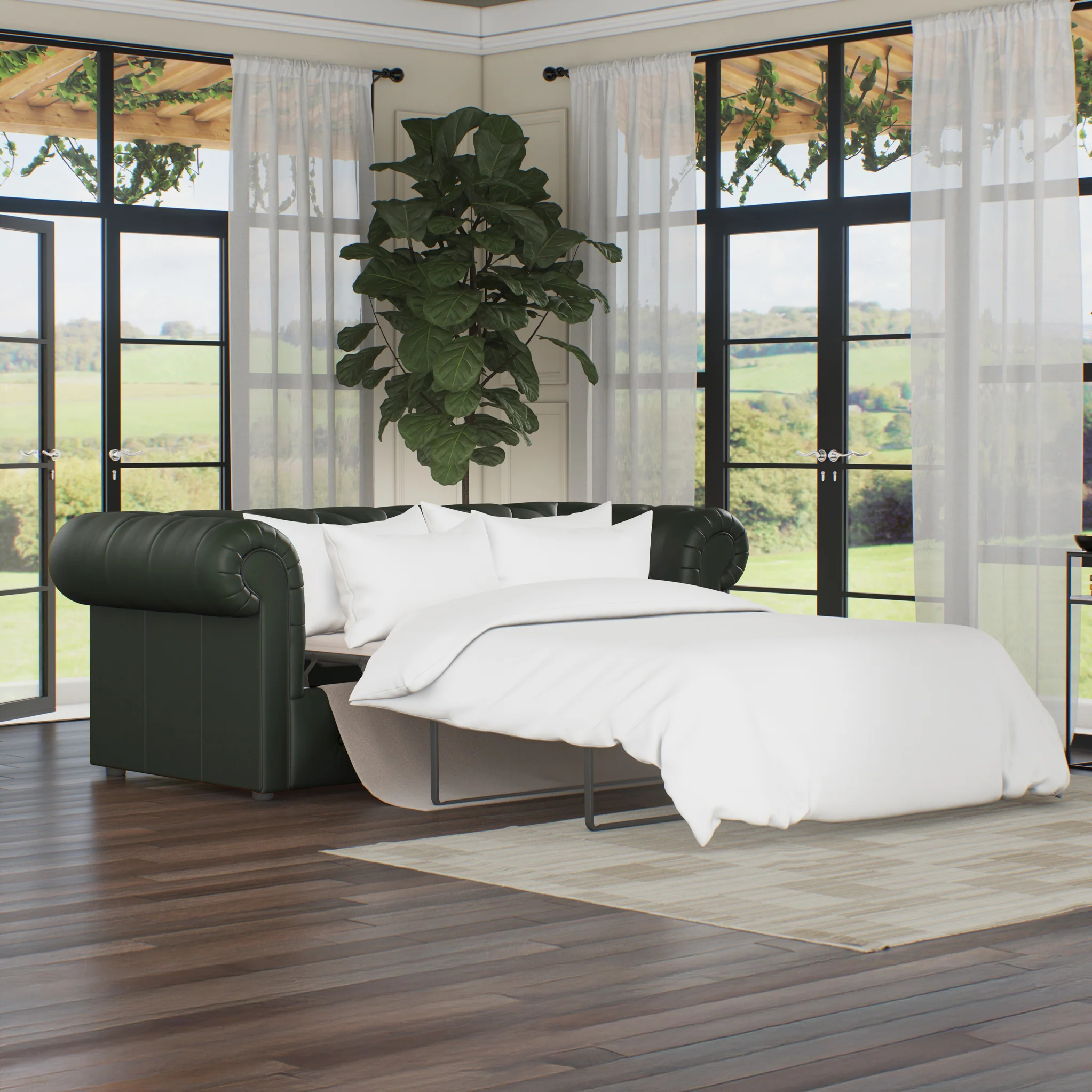 Everett Leather 3 Seater Sofa Bed - Image 13