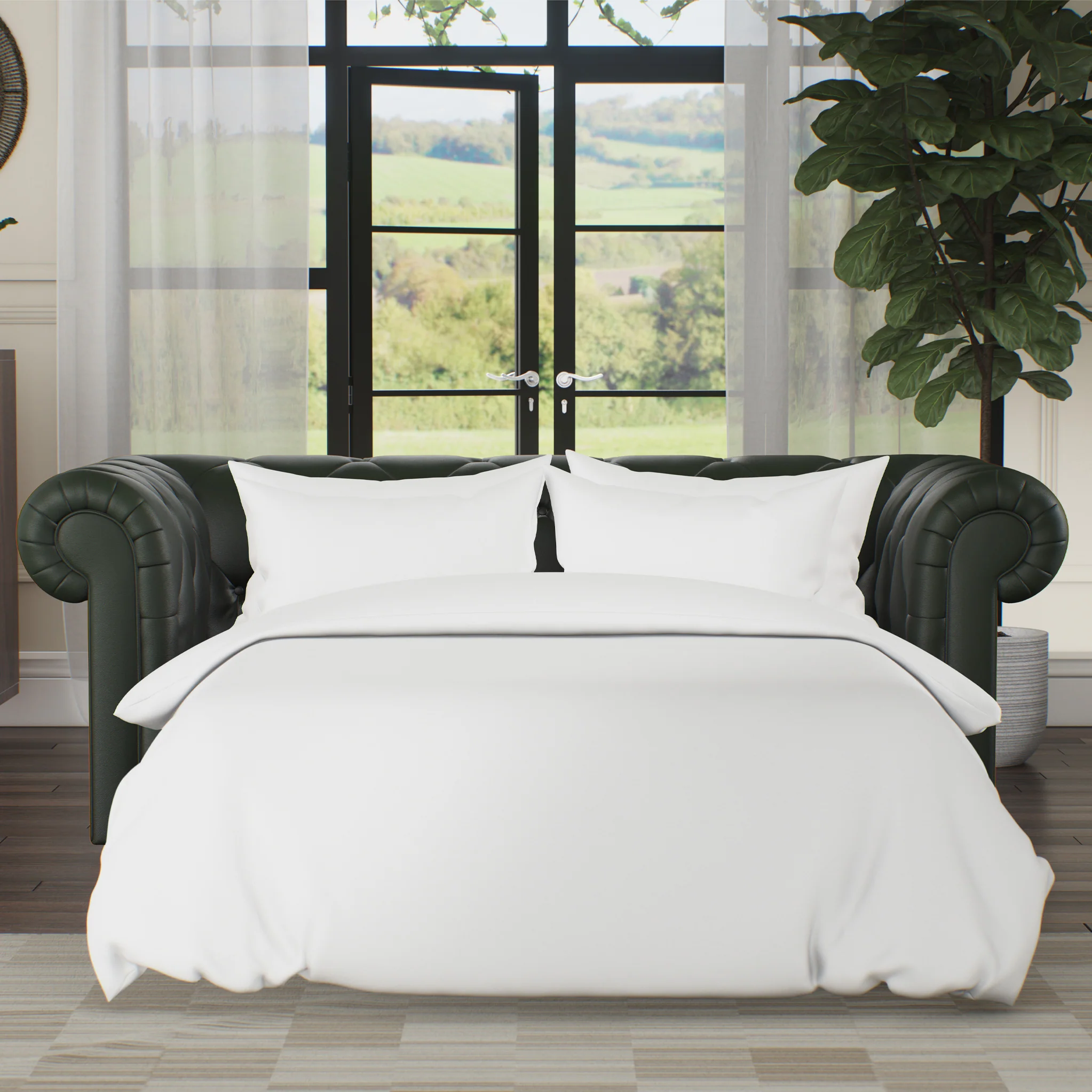 Everett Leather 3 Seater Sofa Bed - Image 14