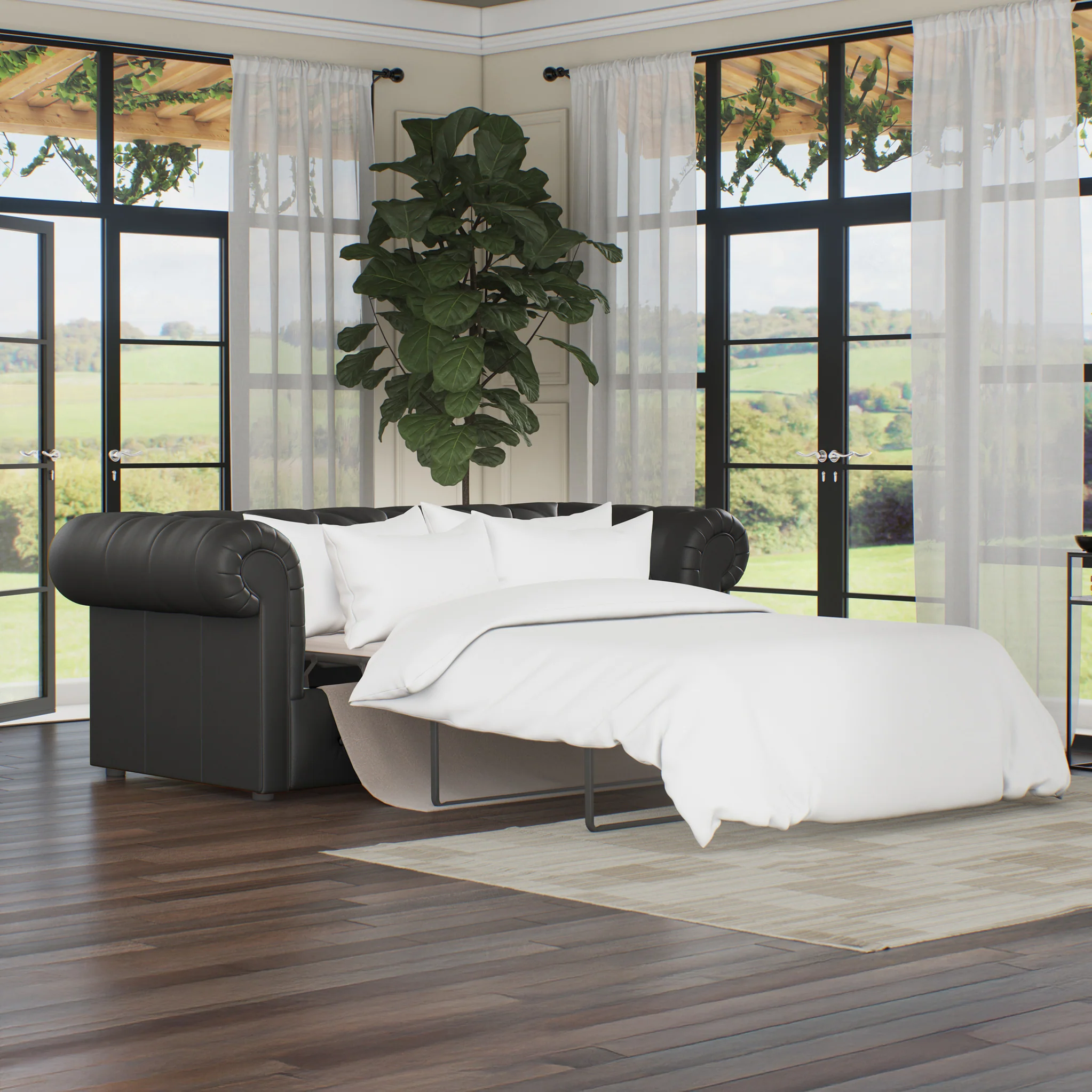 Everett Leather 3 Seater Sofa Bed - Image 19
