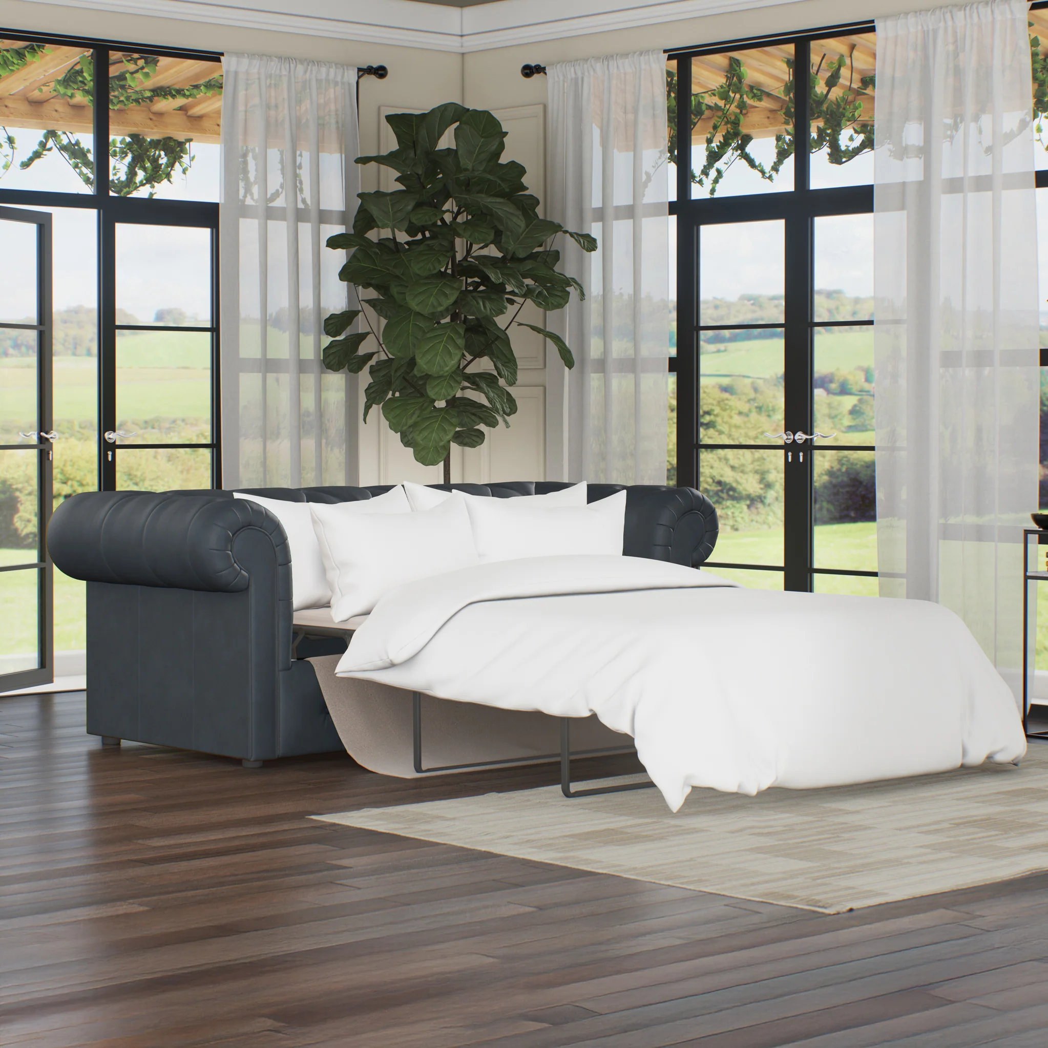 Everett Leather 3 Seater Sofa Bed - Image 2
